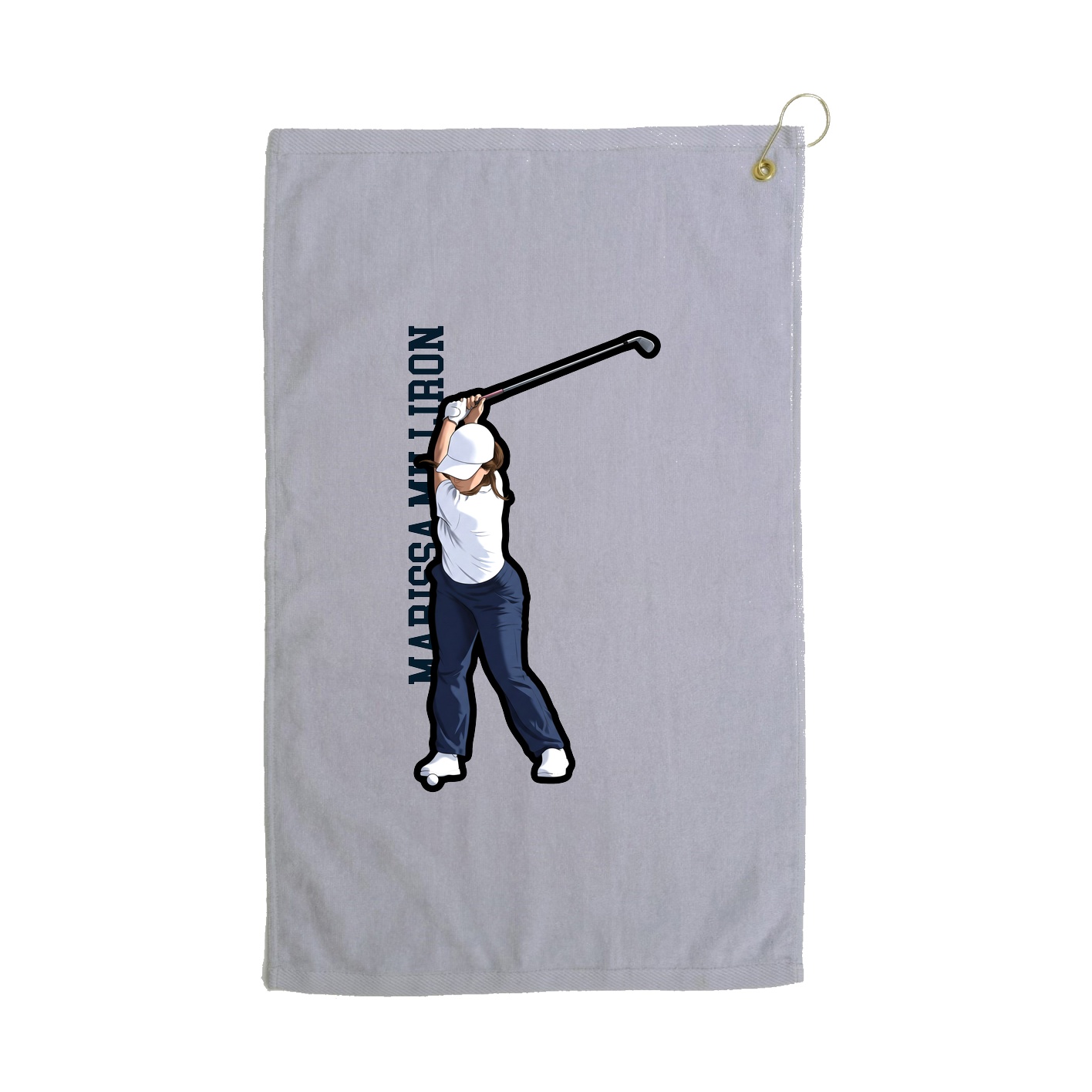 Golf Towel — Name Vertical in Grey