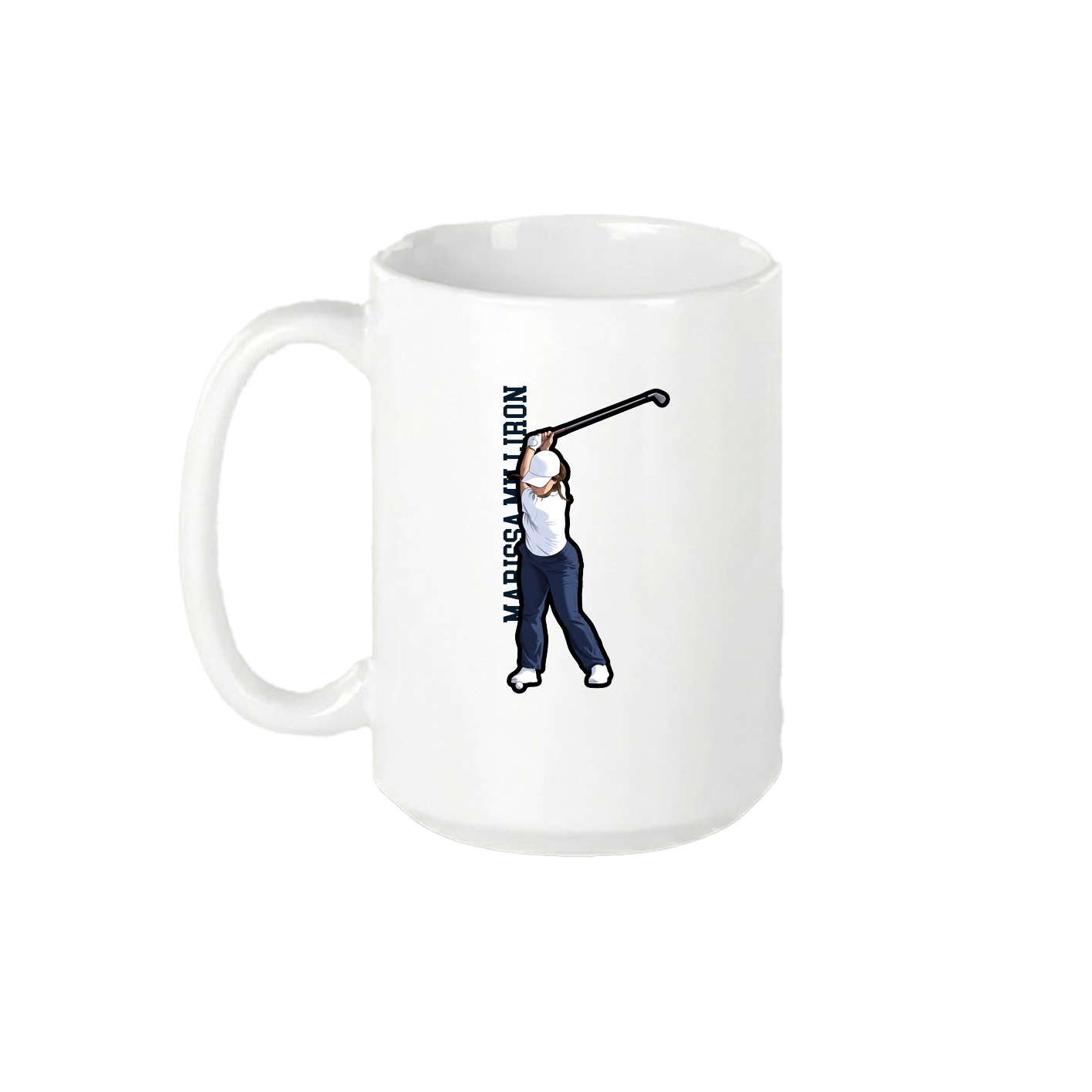 15oz Coffee Mug — Name Vertical in White