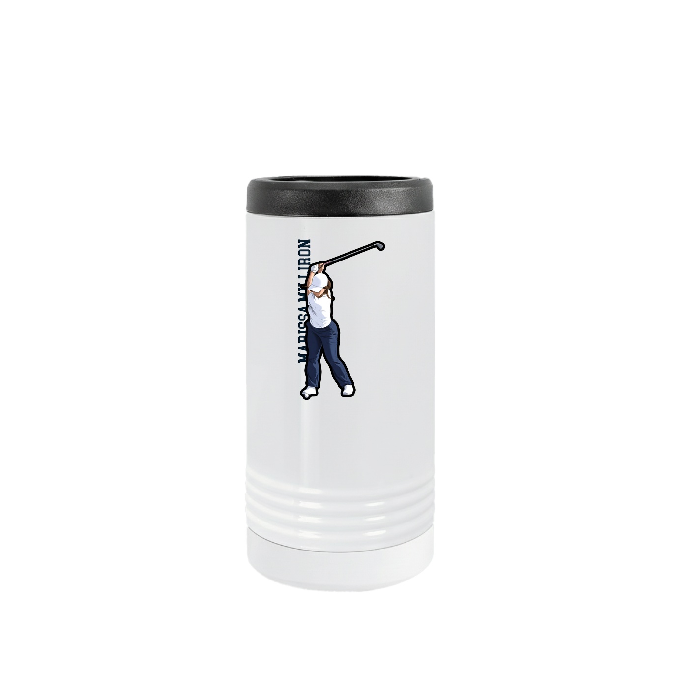Slim Beverage Holder — Name Vertical in White
