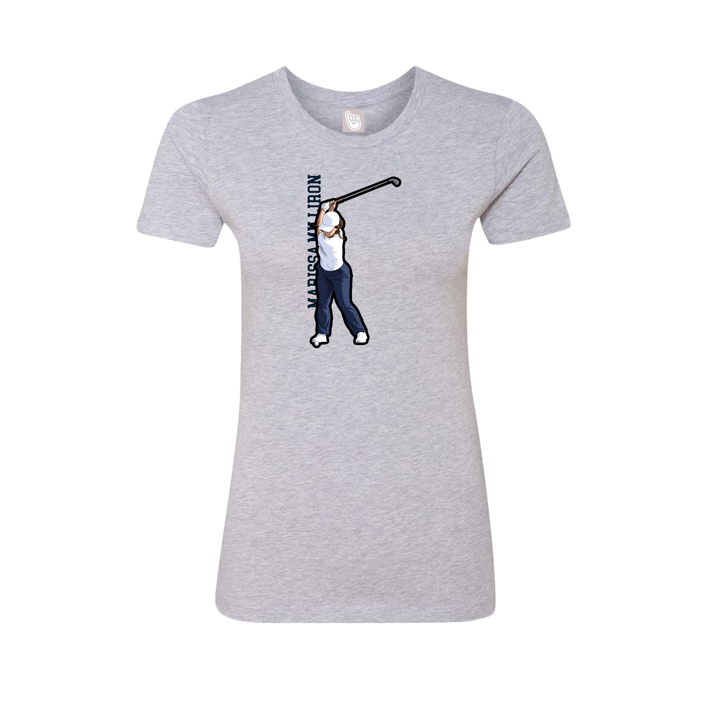 Fitted Women's Tee — Name Vertical in Grey