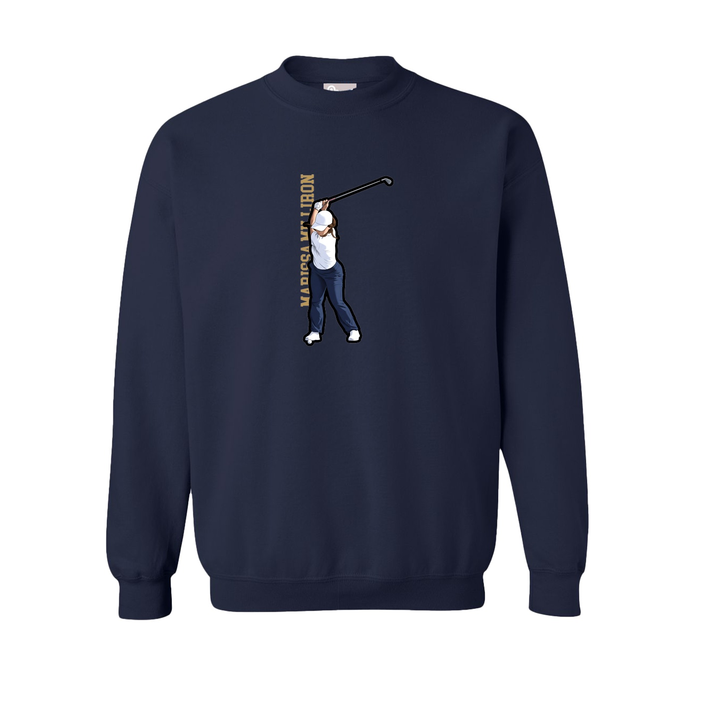 Fleece Crew — Name Vertical in Navy