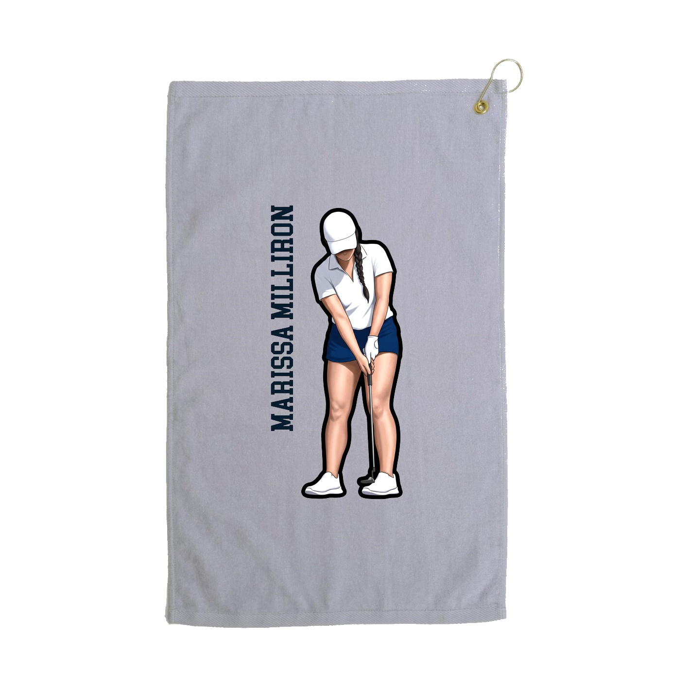Golf Towel — Name Vertical in Grey