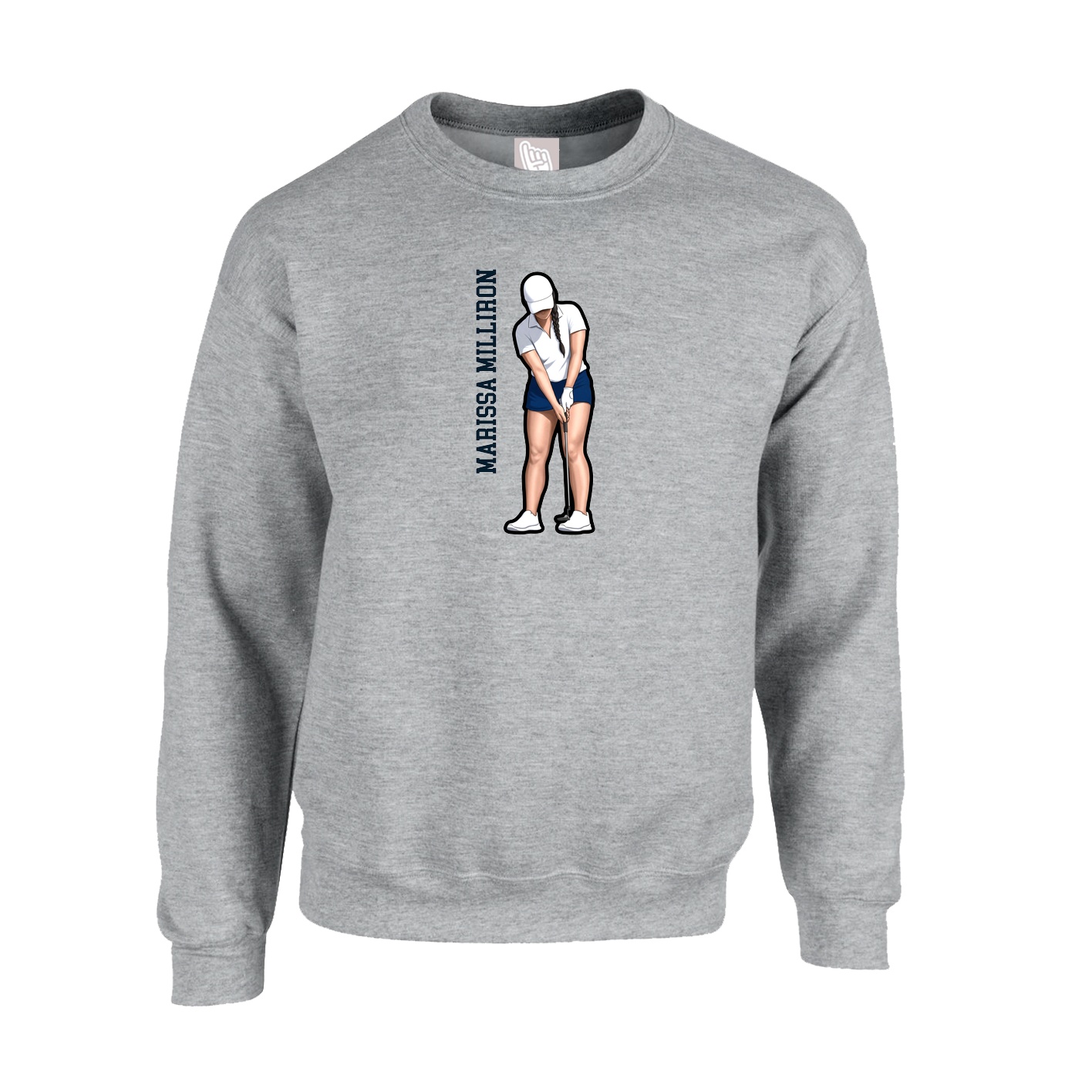 Fleece Crew — Name Vertical in Grey