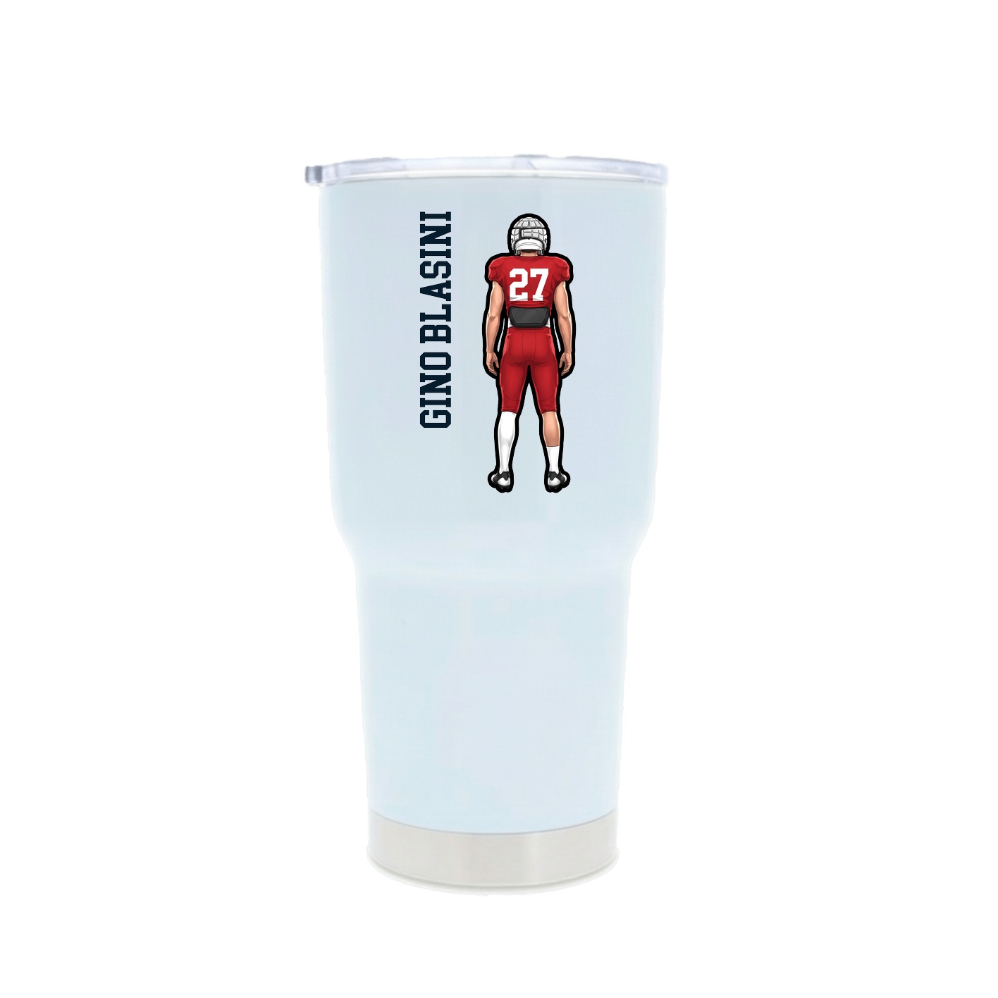 30oz Stainless Steel Tumbler — Name Vertical in White