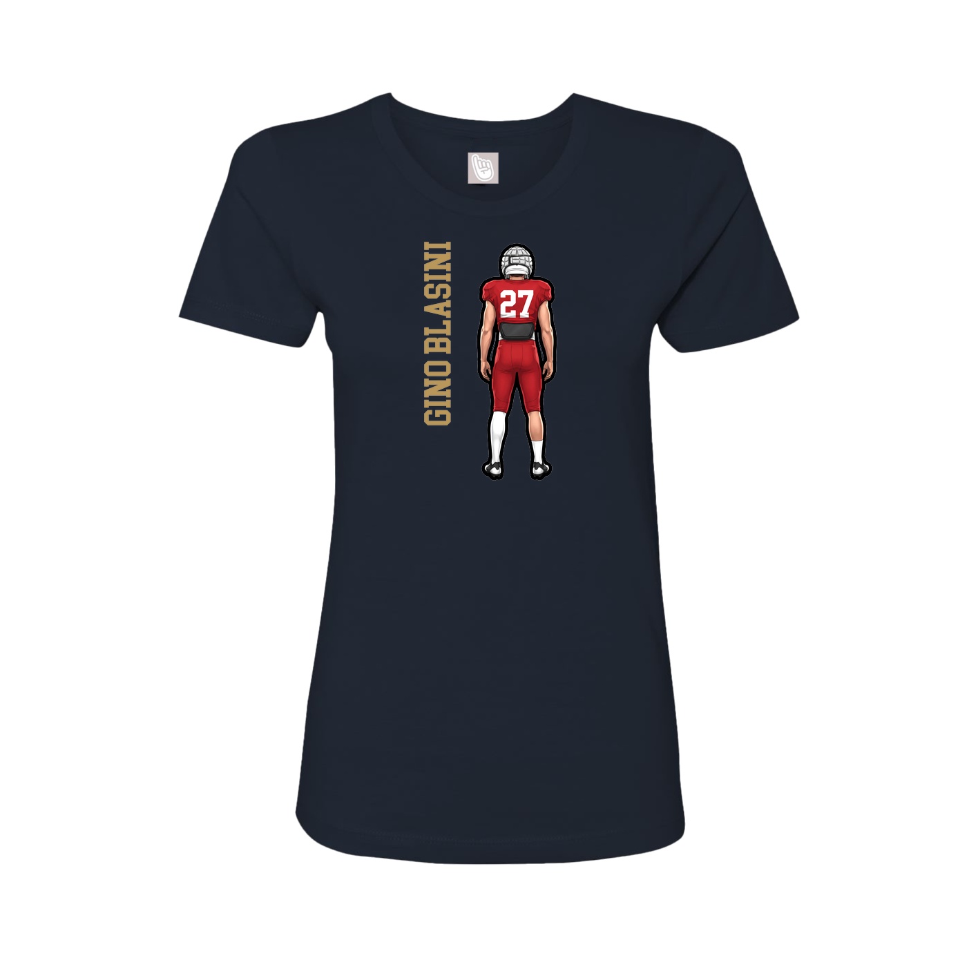 Fitted Women's Tee — Name Vertical in Navy