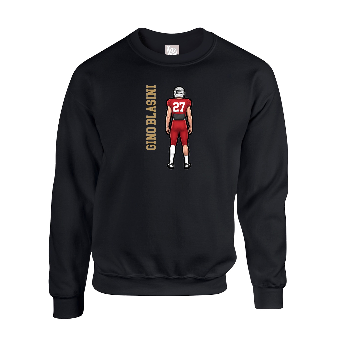 Fleece Crew — Name Vertical in Black