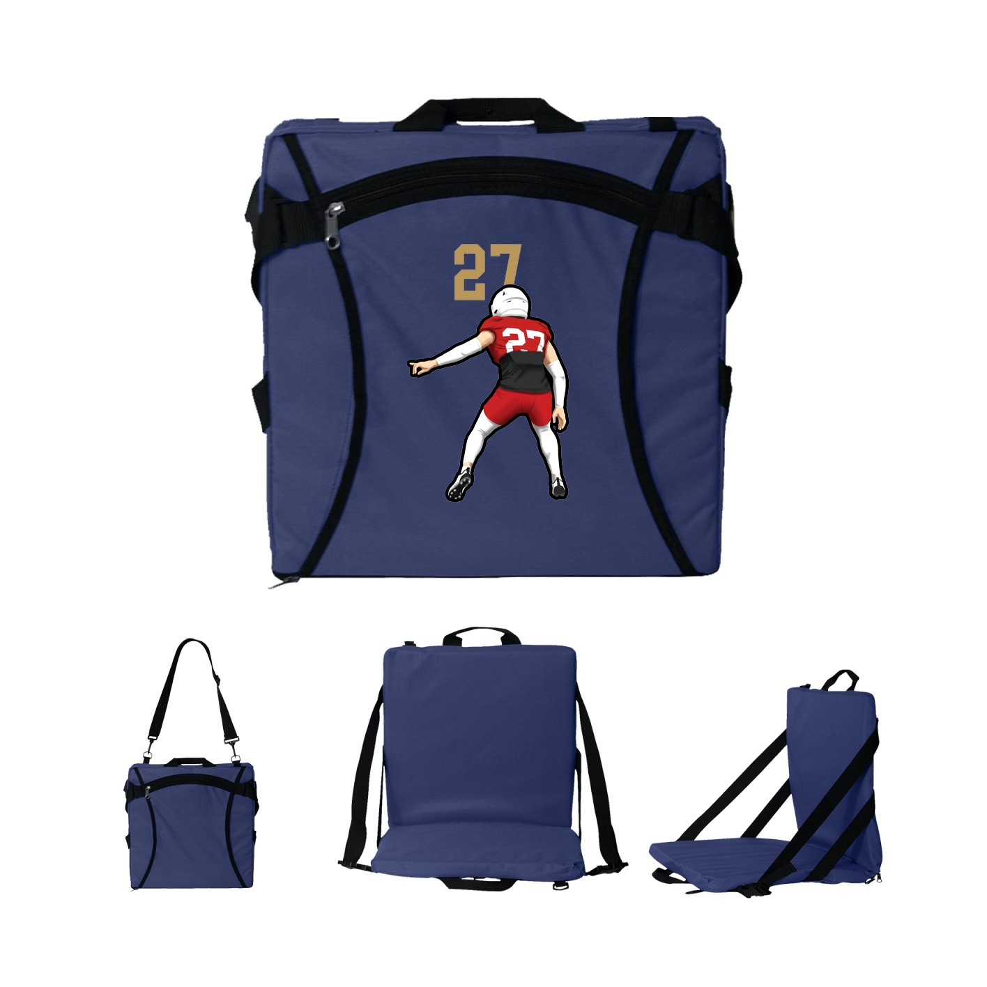 Folding Stadium Seat — Number Top in Navy