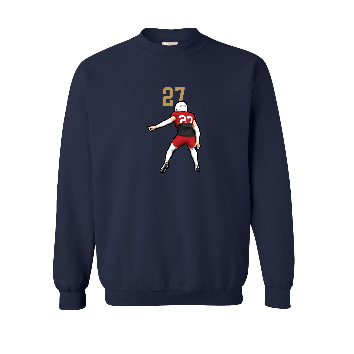 Fleece Crew — Number Top in Navy