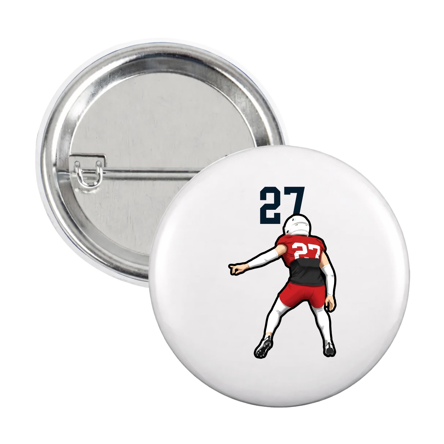 Game Day Button — Number Top in White