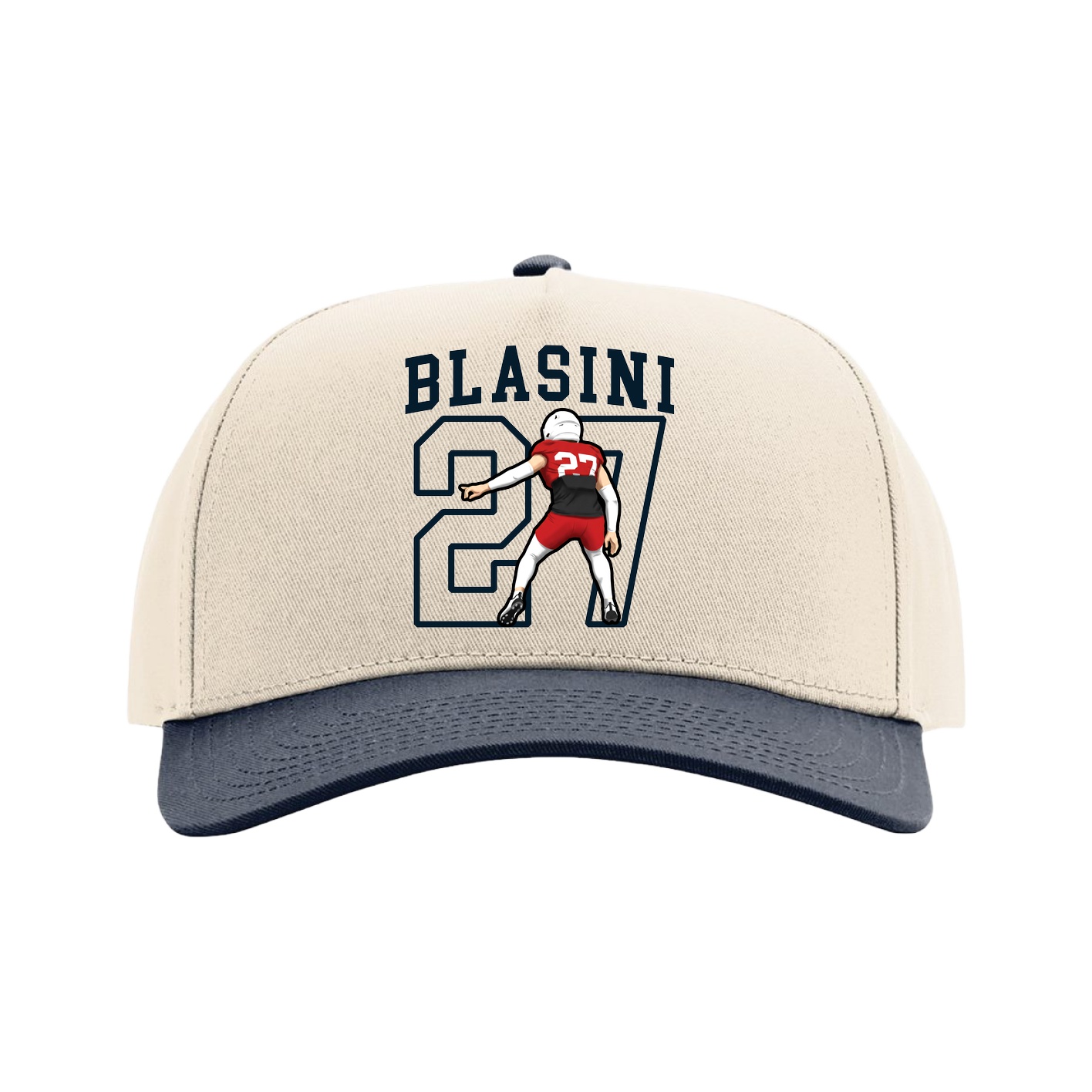Full Fabric Five-Panel Champ Cap — Shirsey in Cream/Navy