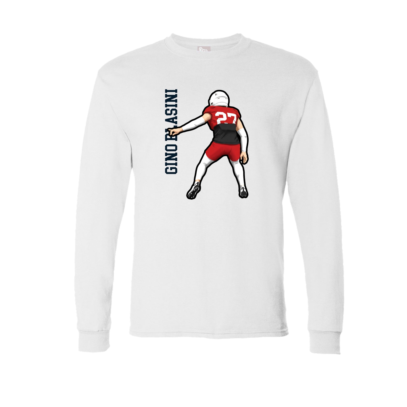 Long Sleeve Tee — Name Vertical in White