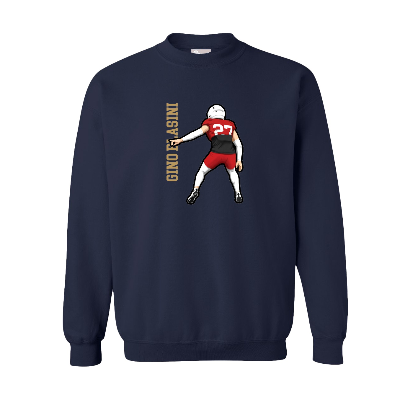 Fleece Crew — Name Vertical in Navy