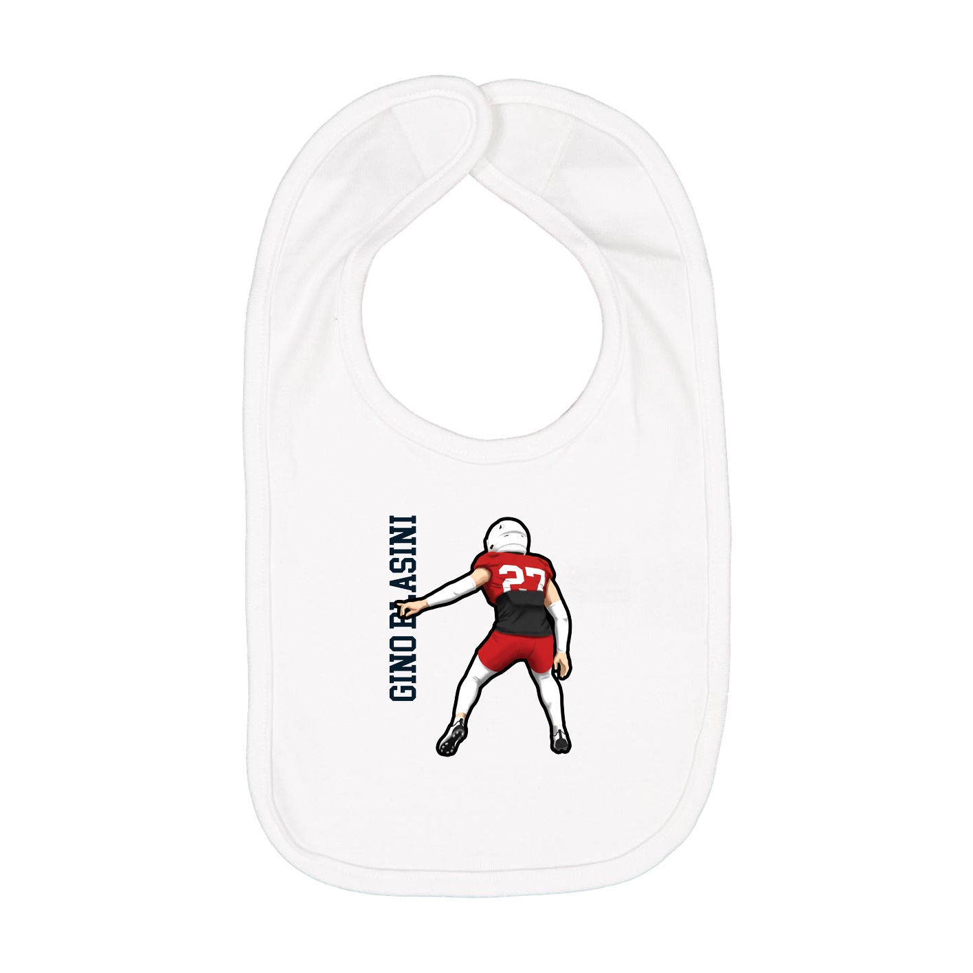Infant Bib — Name Vertical in White