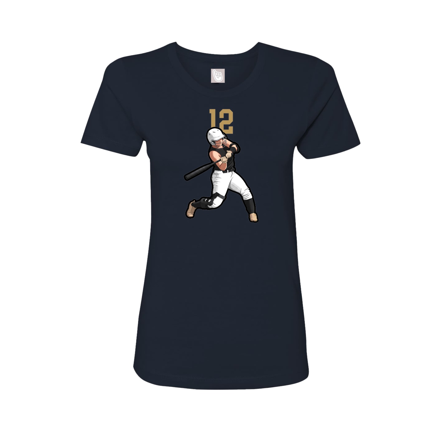 Fitted Women's Tee — Number Top in Navy