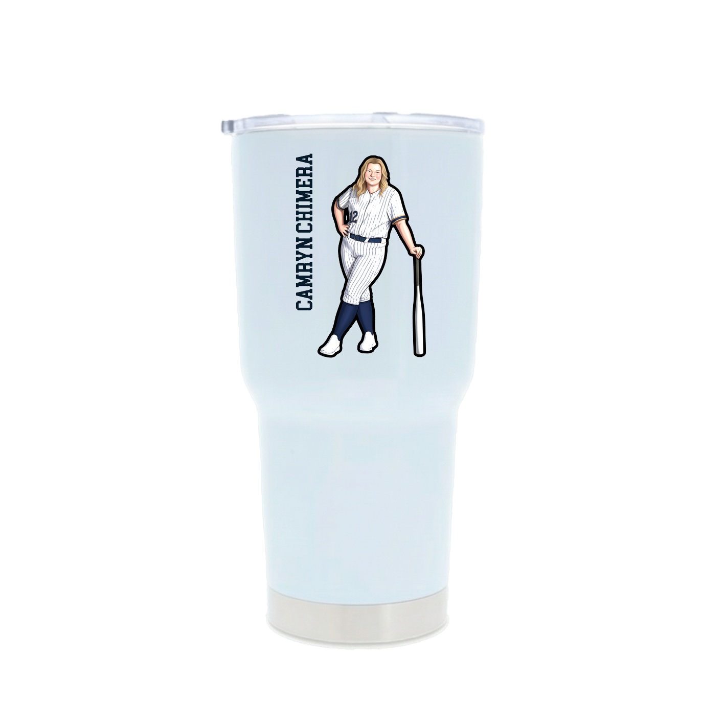 30oz Stainless Steel Tumbler — Name Vertical in White