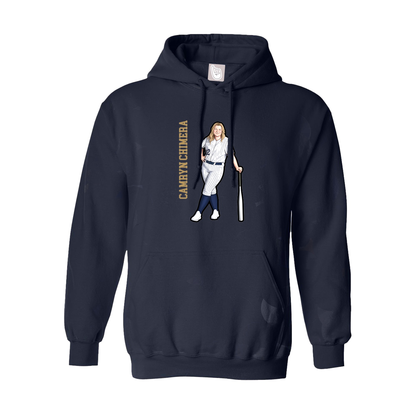 Hoodie — Name Vertical in Navy
