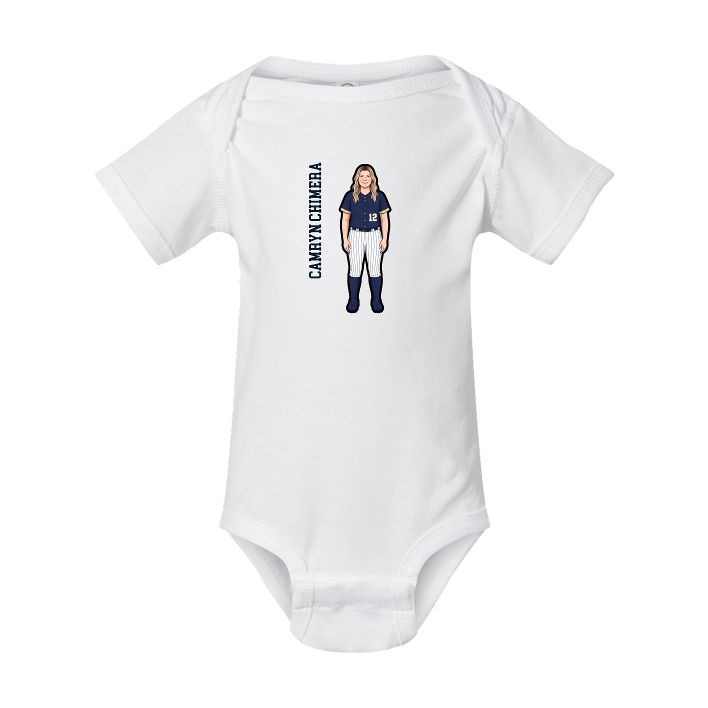Baby Onesie — Name Vertical in White