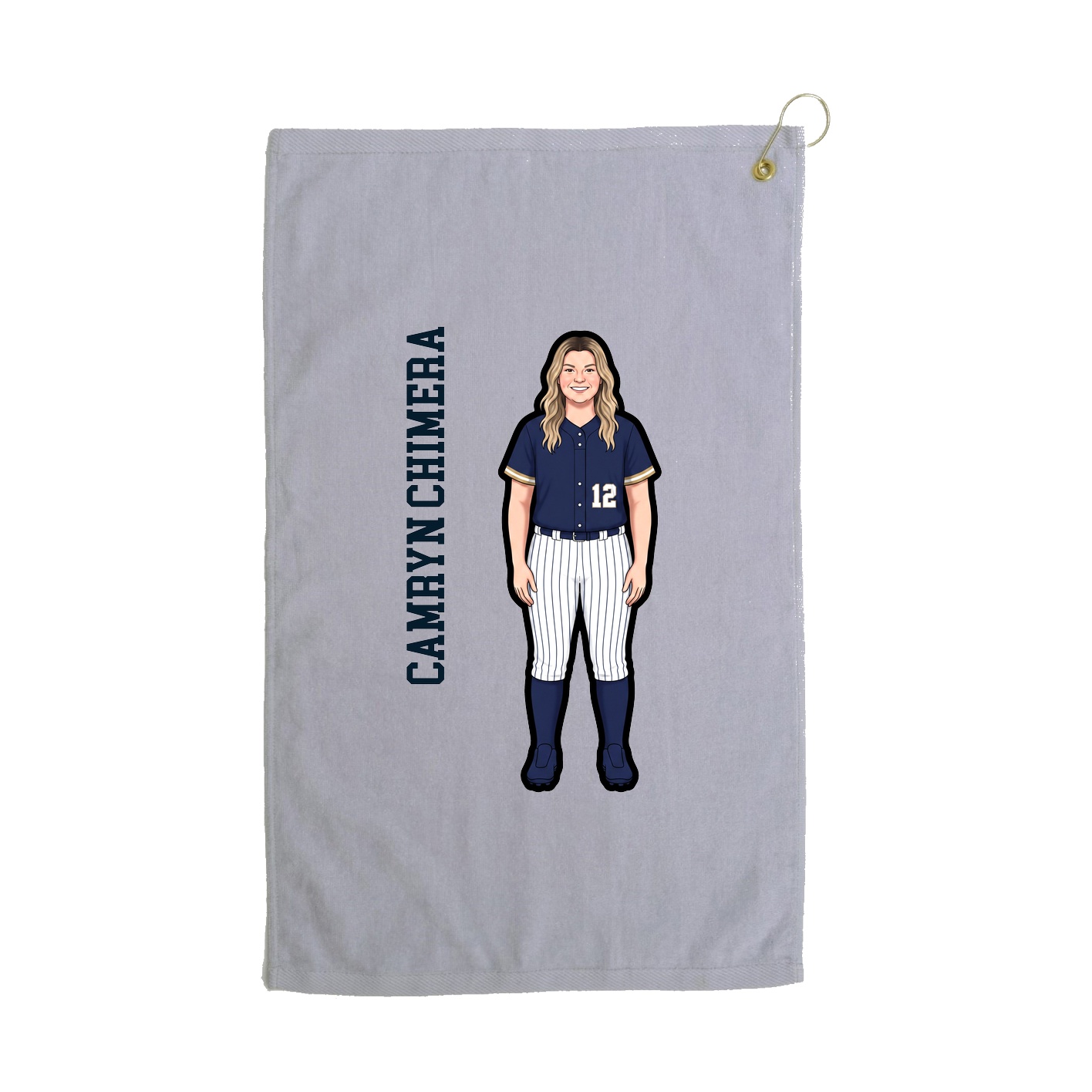 Golf Towel — Name Vertical in Grey
