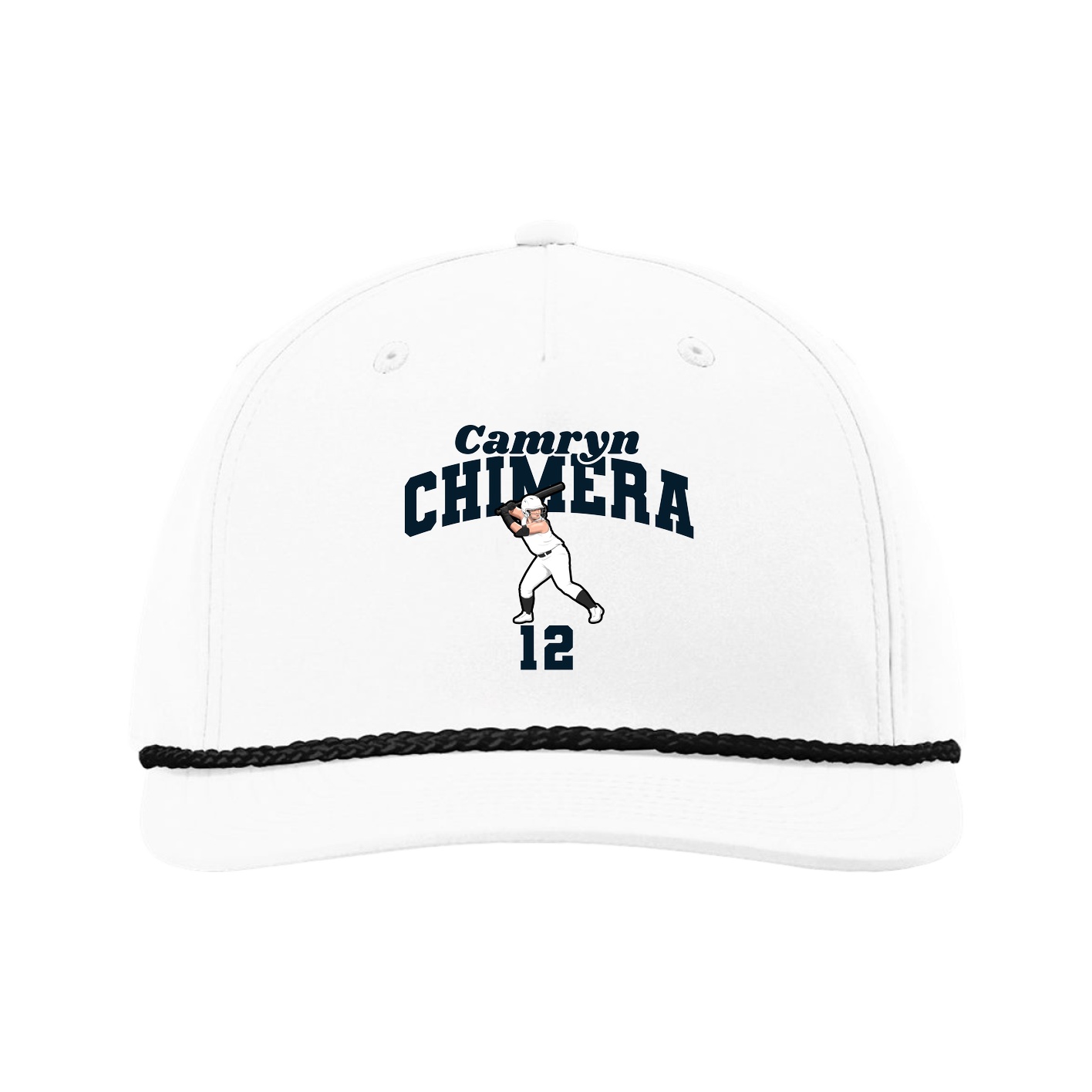 Five-Panel Classic Rope Cap — Signature Arch in White