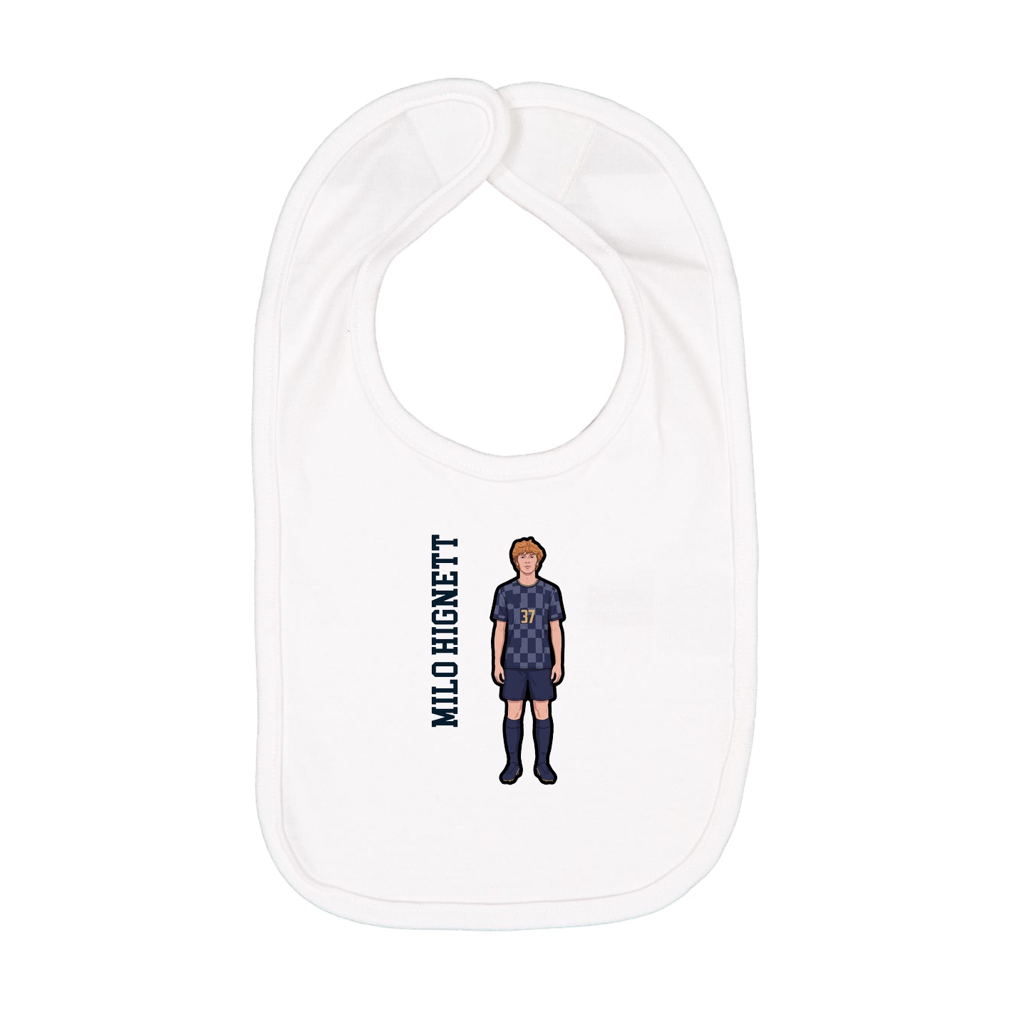Infant Bib — Name Vertical in White