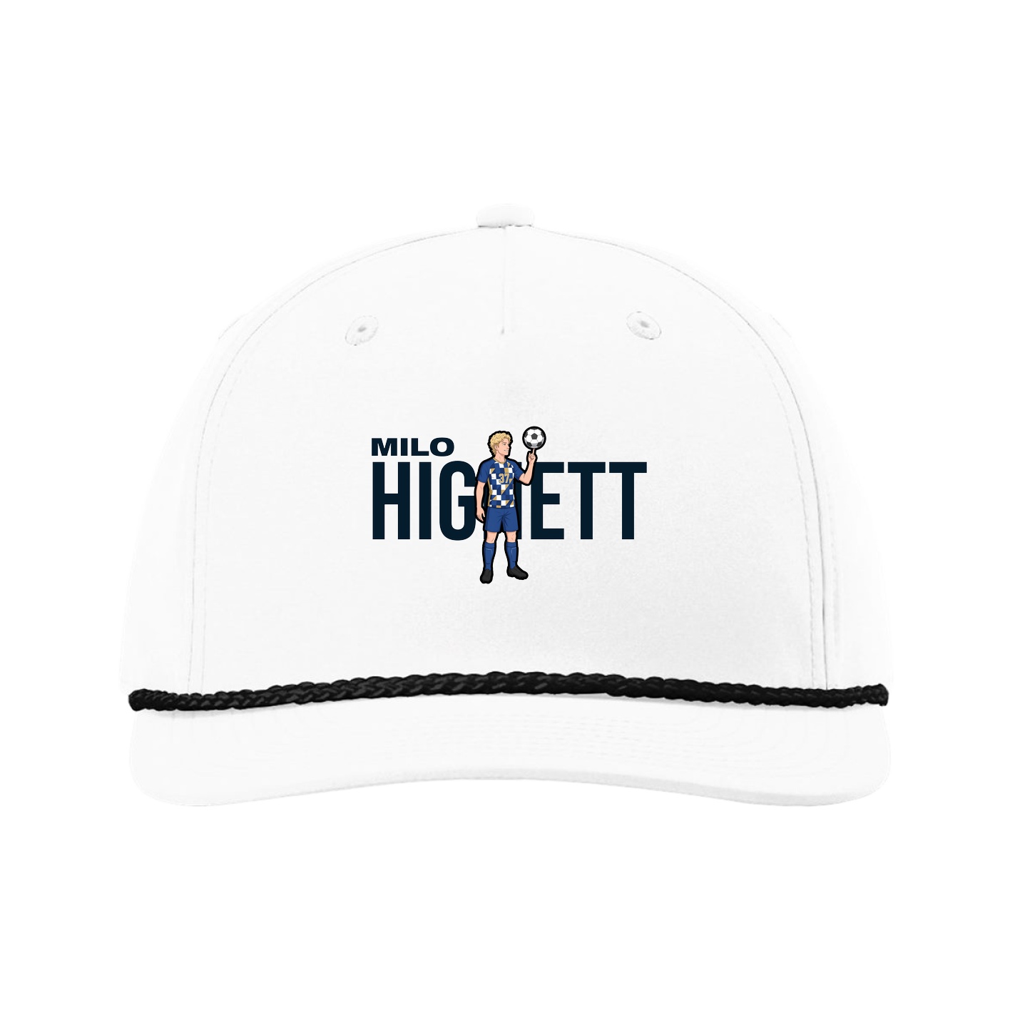 Five-Panel Classic Rope Cap — Player Name in White