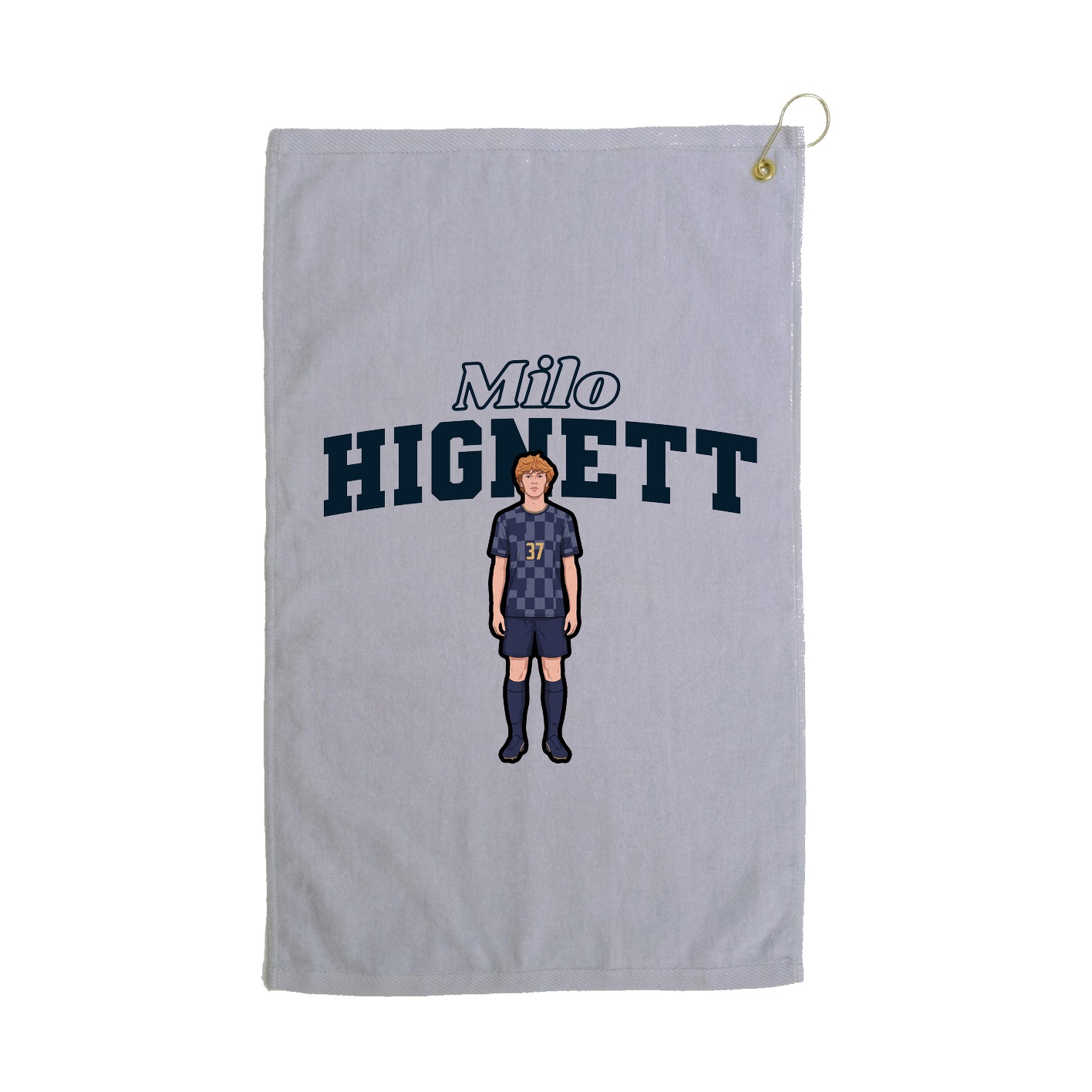 Golf Towel — Name Arch in Grey