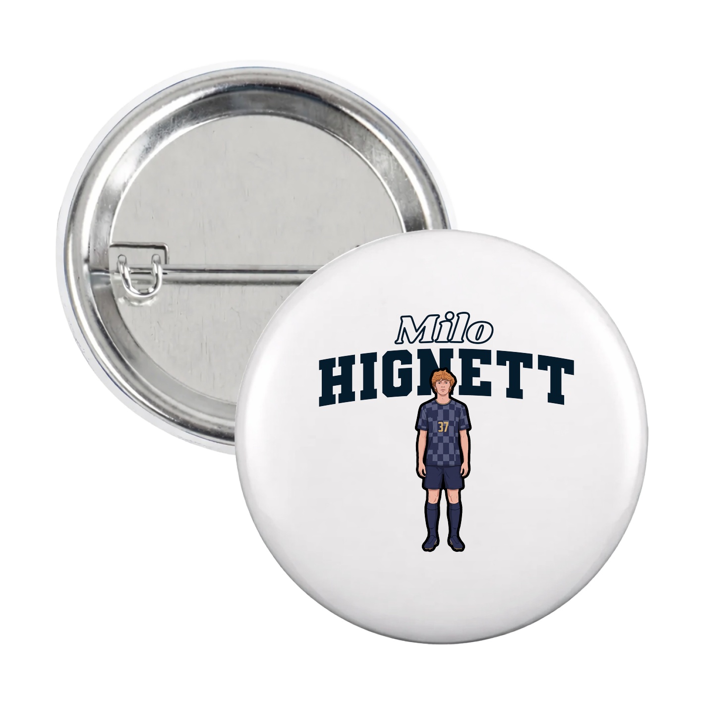 Game Day Button — Name Arch in White