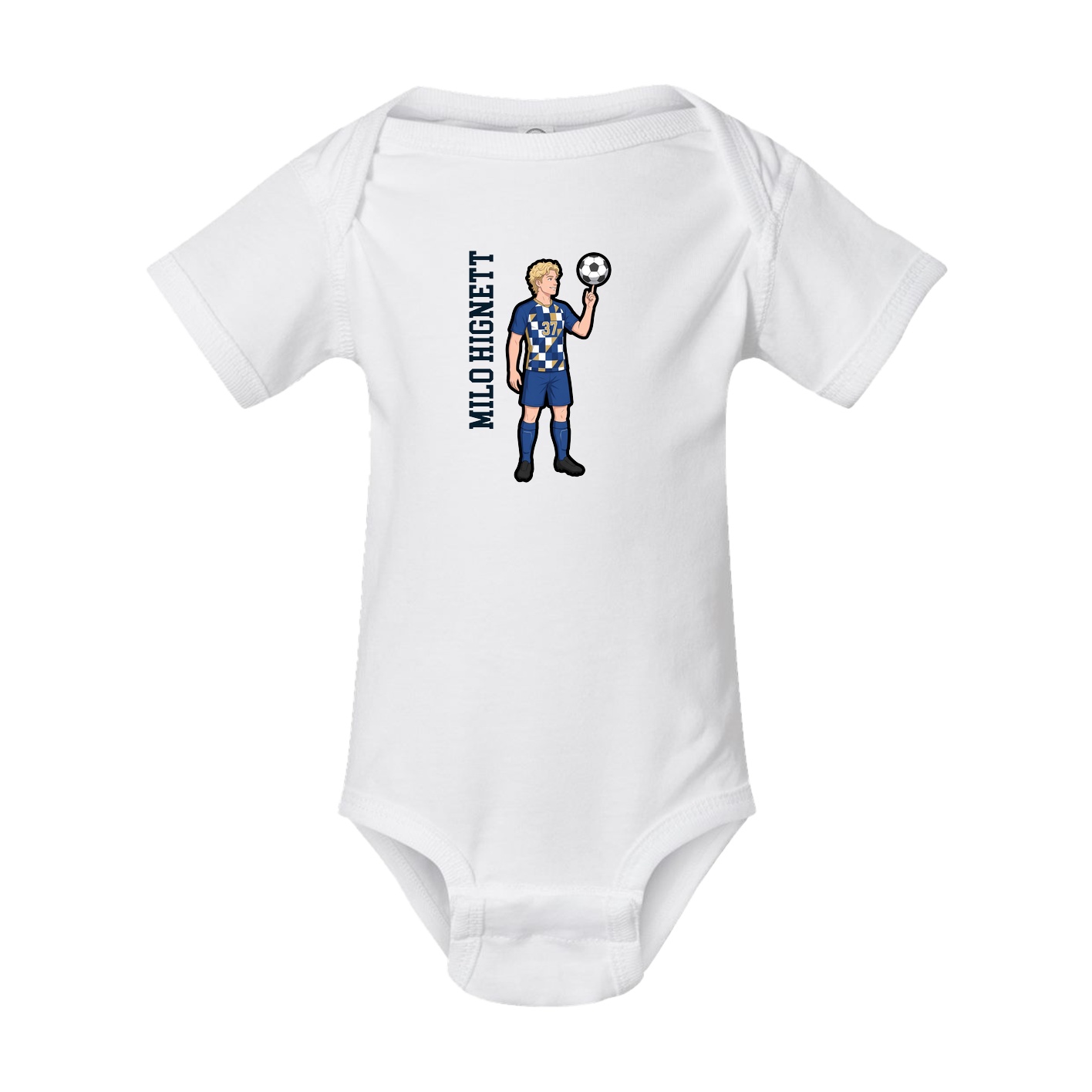 Baby Onesie — Name Vertical in White