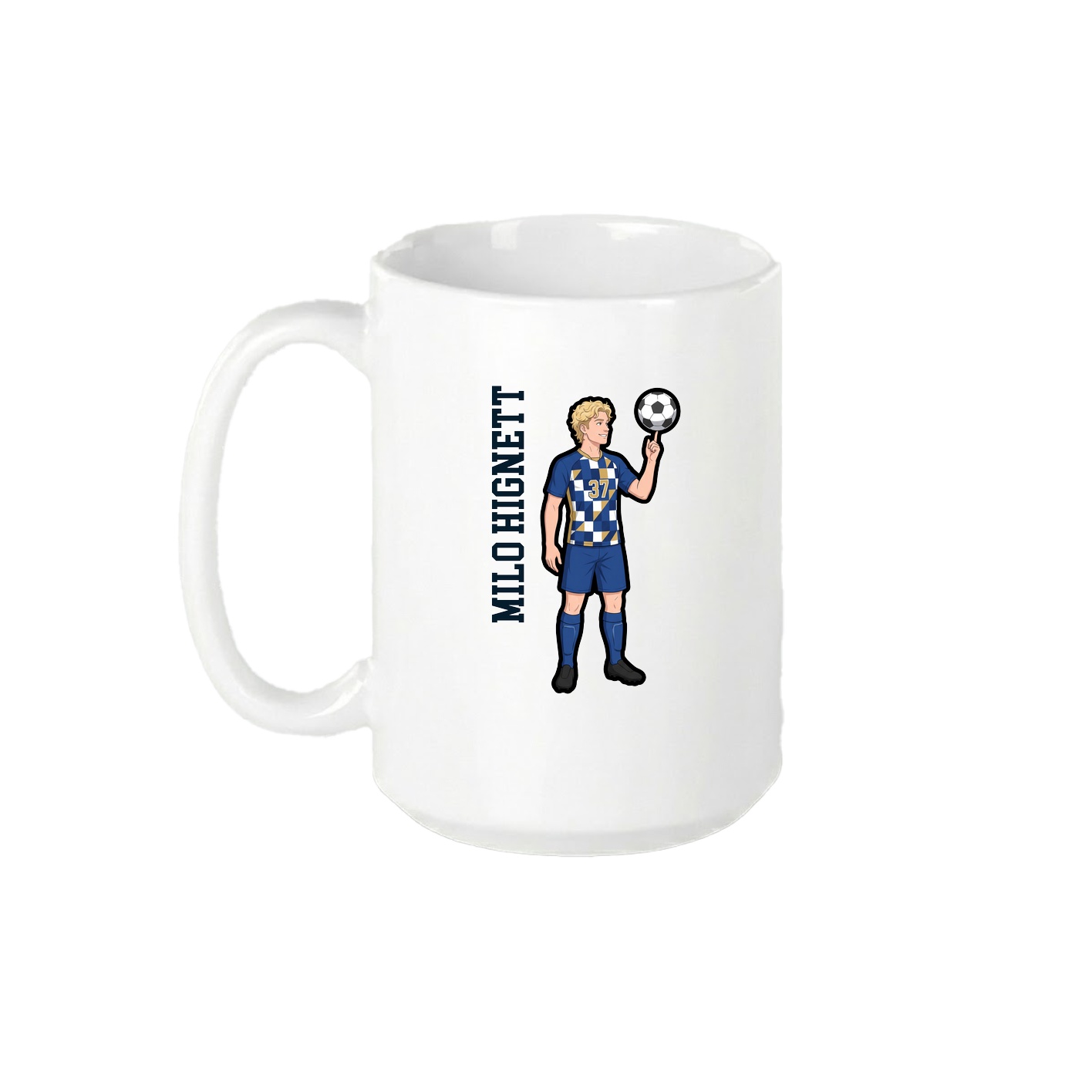 15oz Coffee Mug — Name Vertical in White