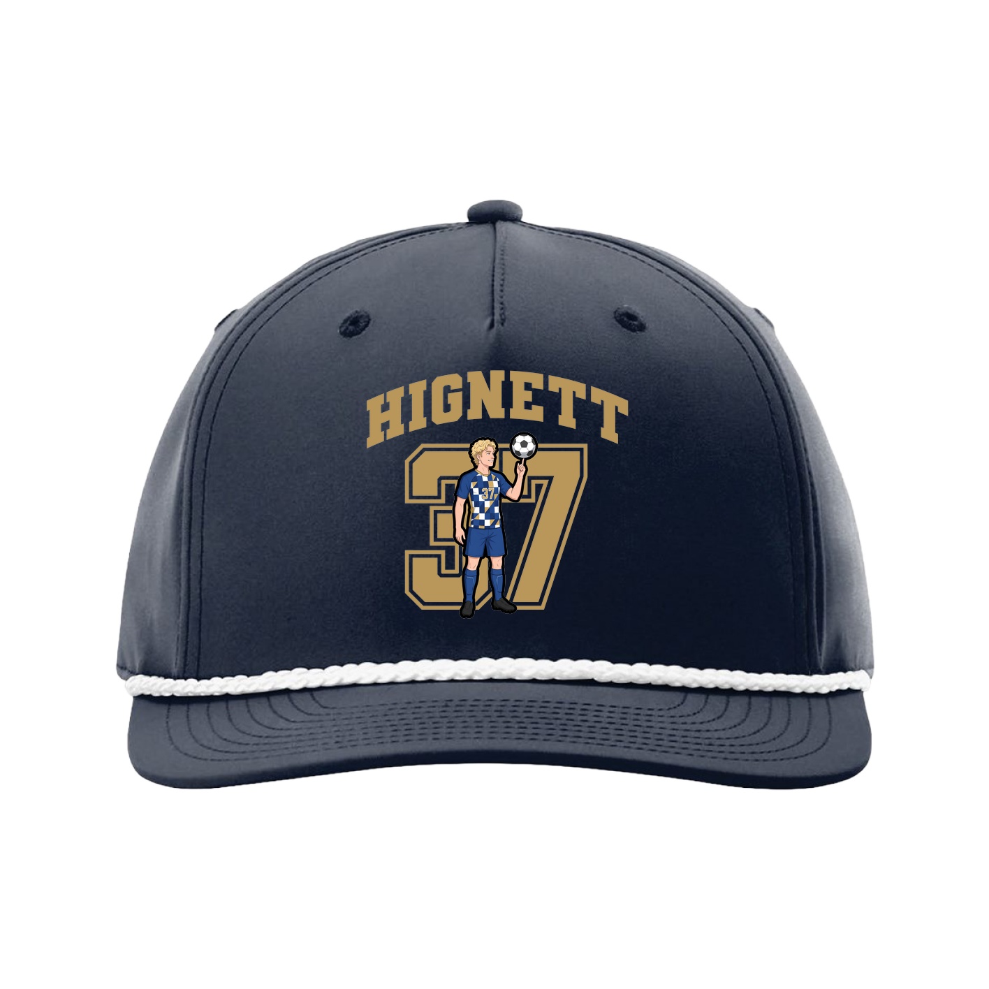 Five-Panel Classic Rope Cap — Number in Navy