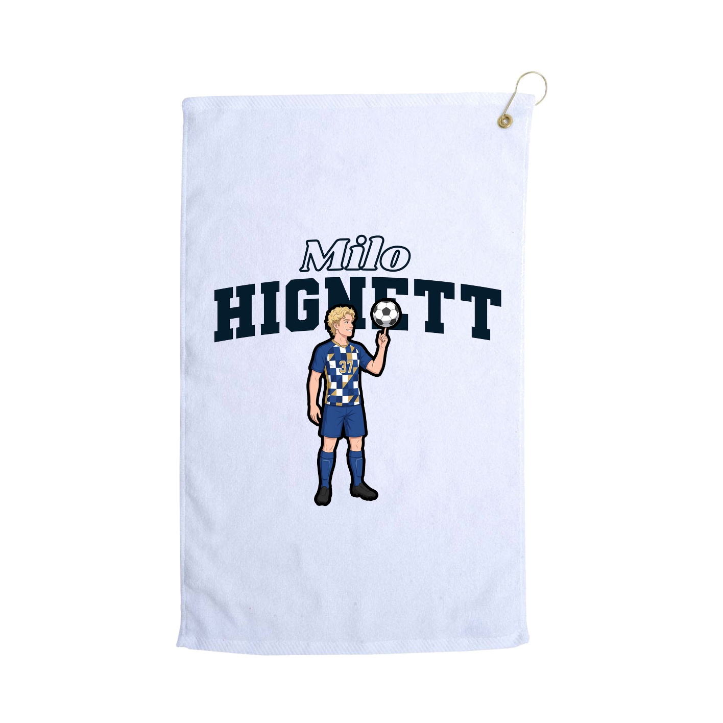 Golf Towel — Name Arch in White