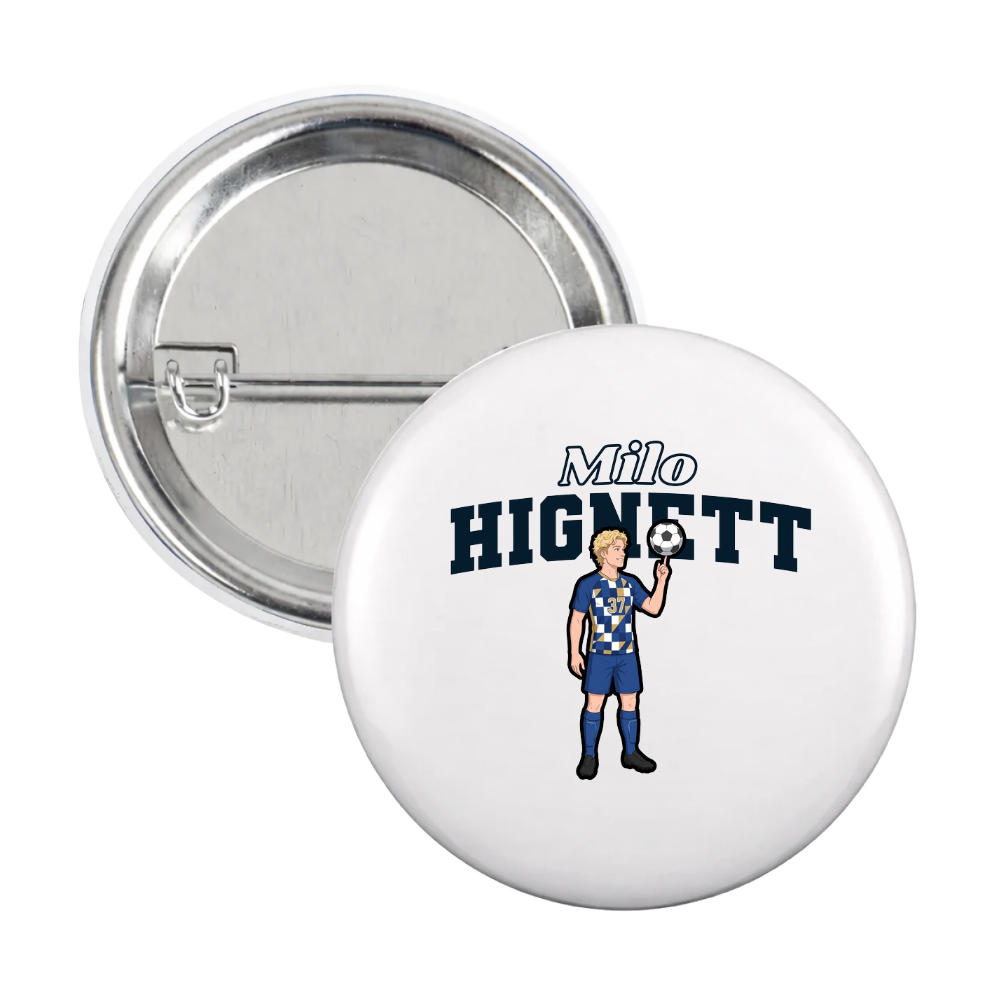 Game Day Button — Name Arch in White