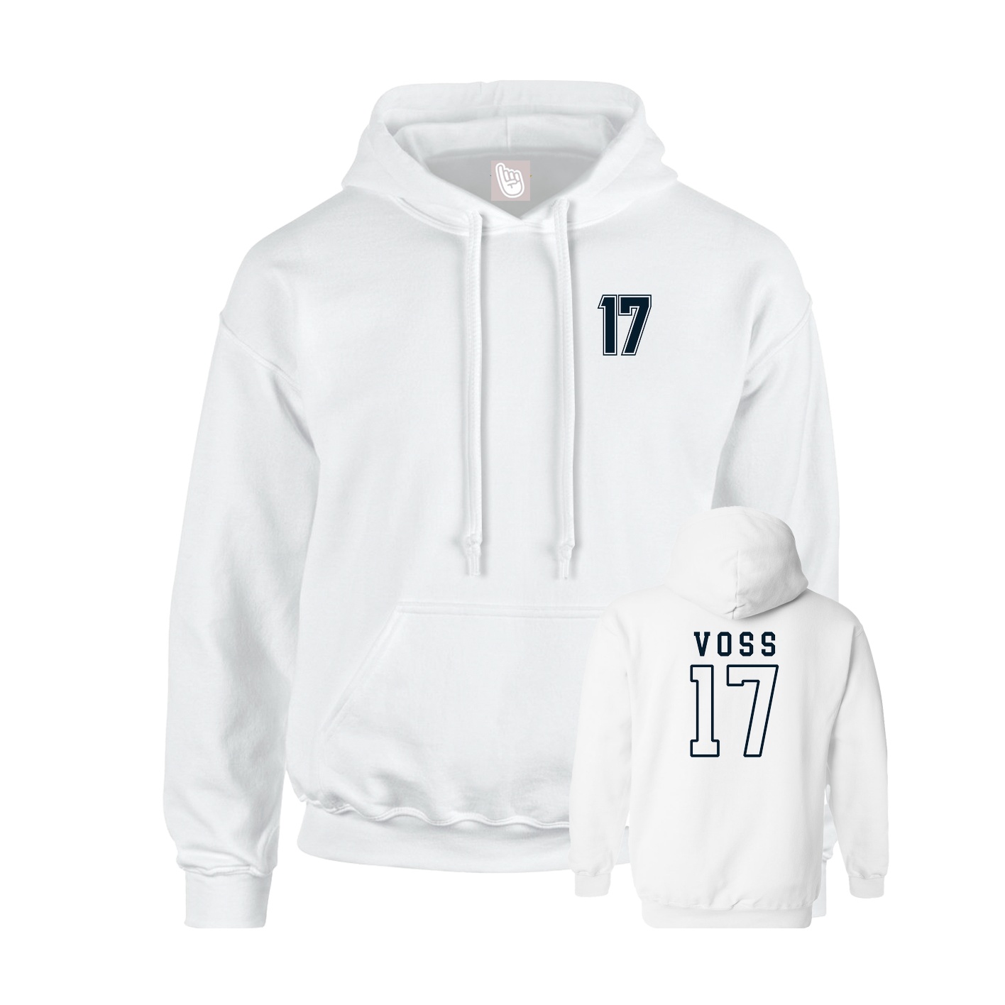 Youth Hoodie — Chest Back in White