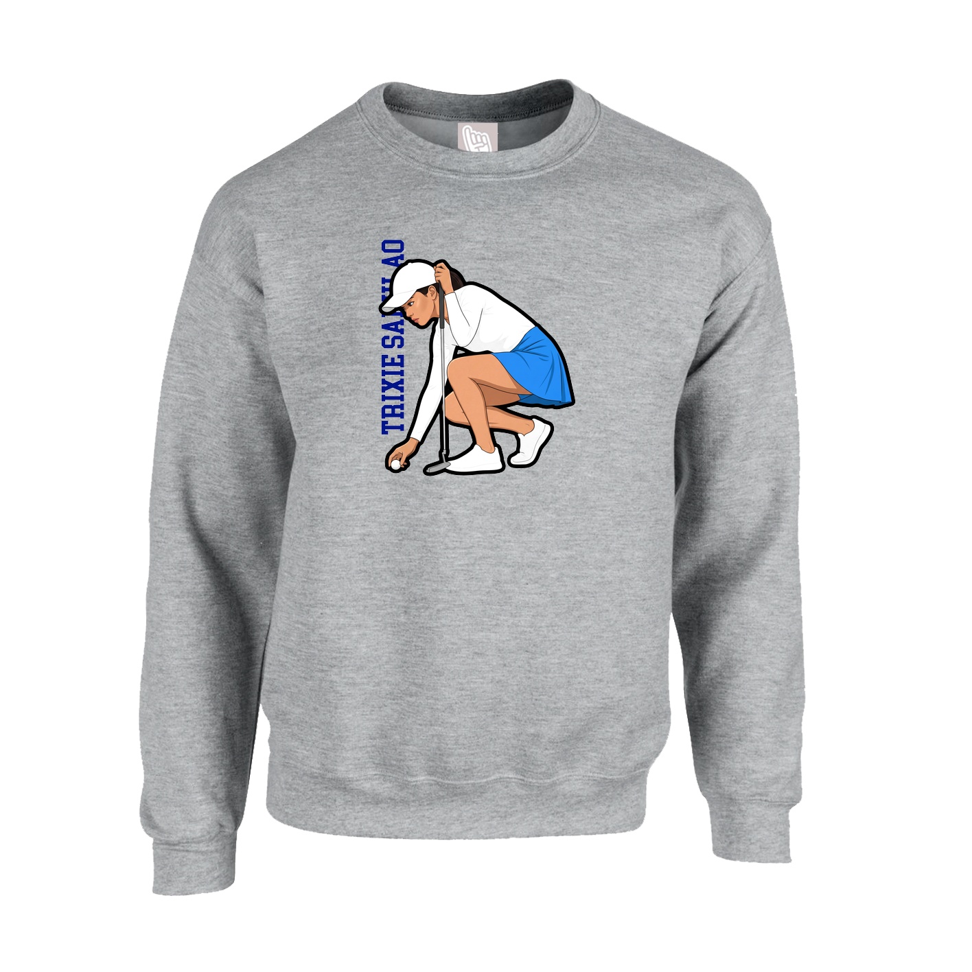 Fleece Crew — Name Vertical in Grey