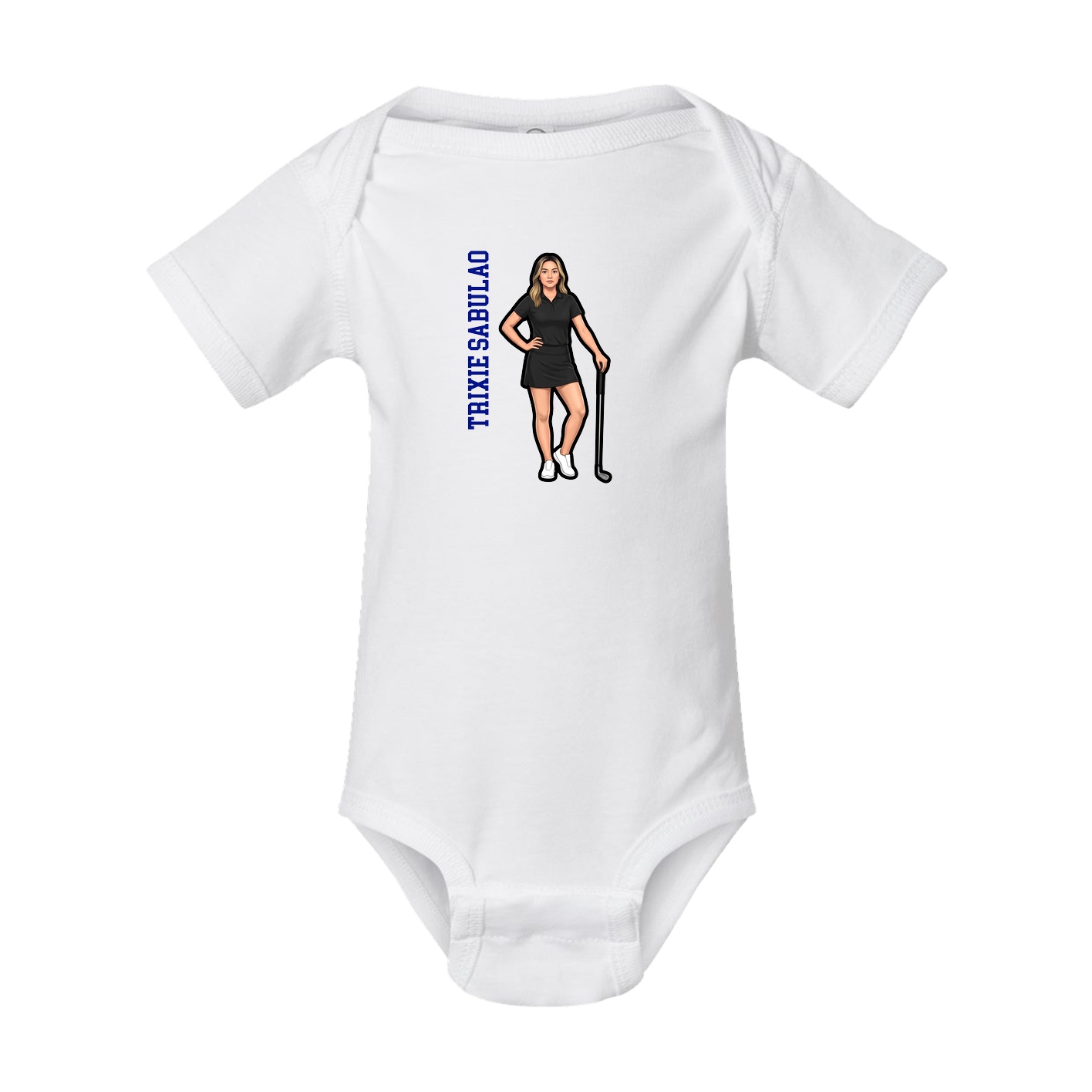 Baby Onesie — Name Vertical in White