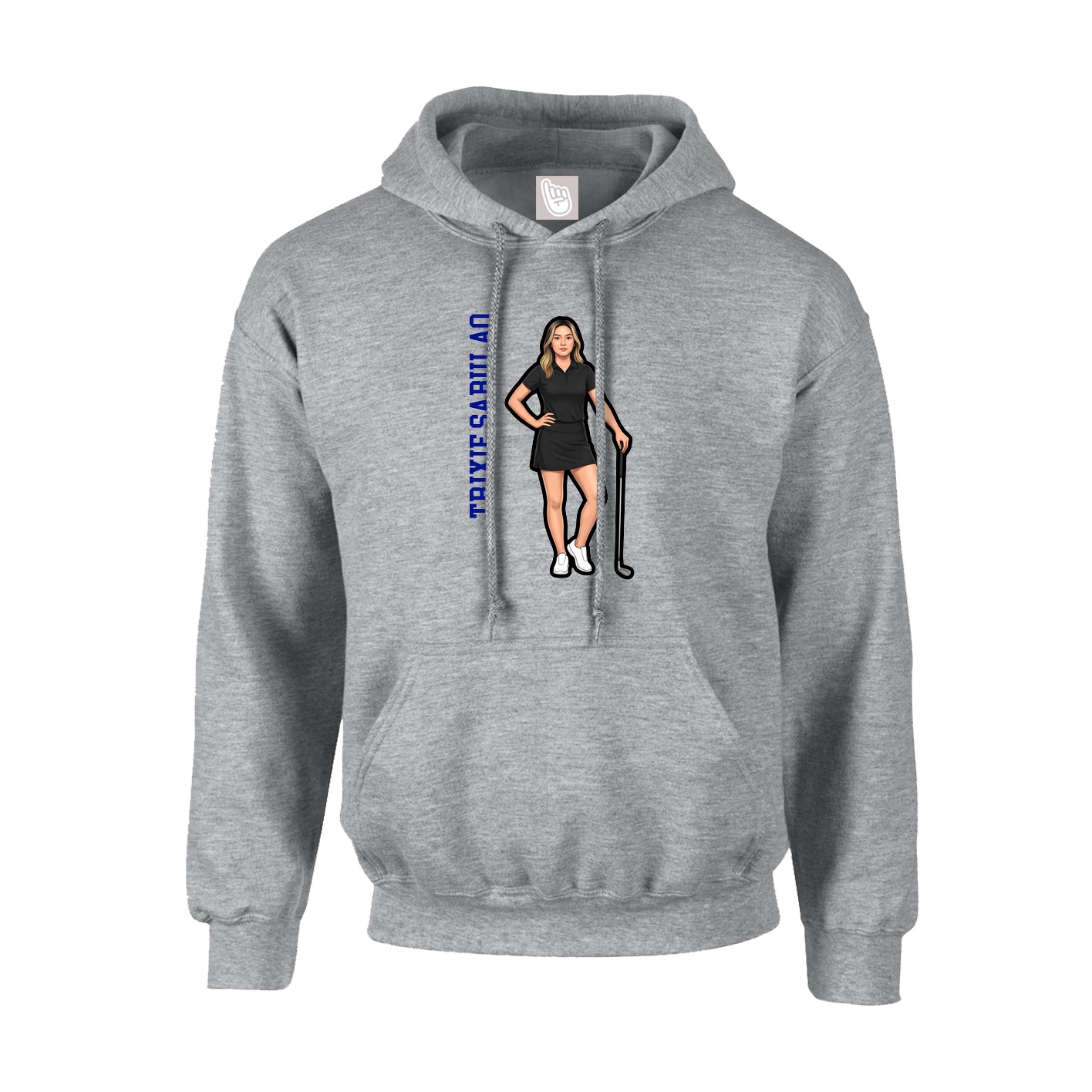 Youth Hoodie — Name Vertical in Grey
