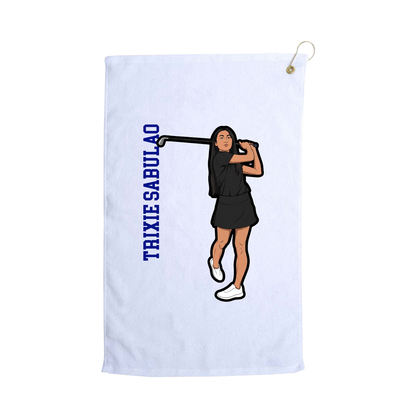 Golf Towel — Name Vertical in White