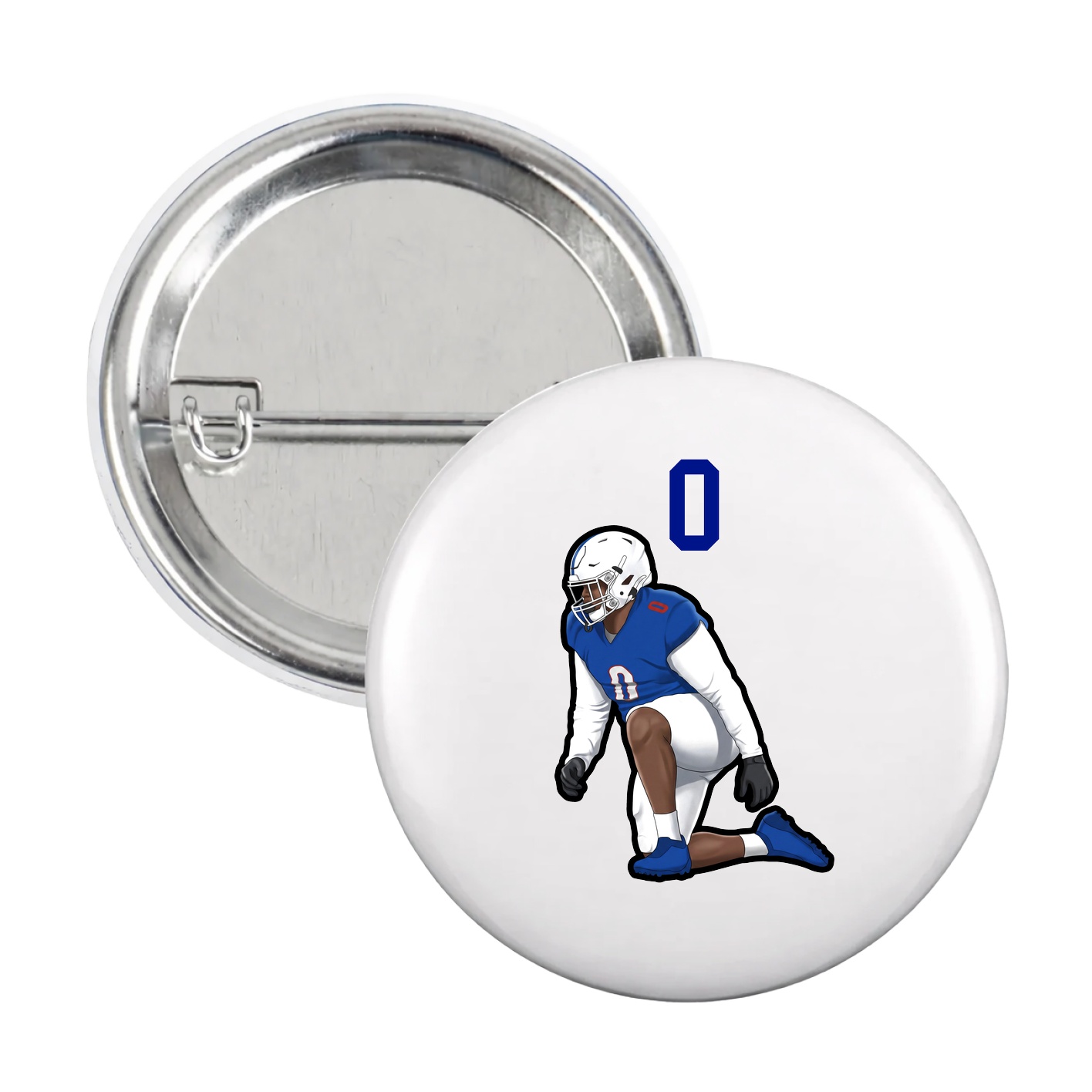 Game Day Button — Number Top in White