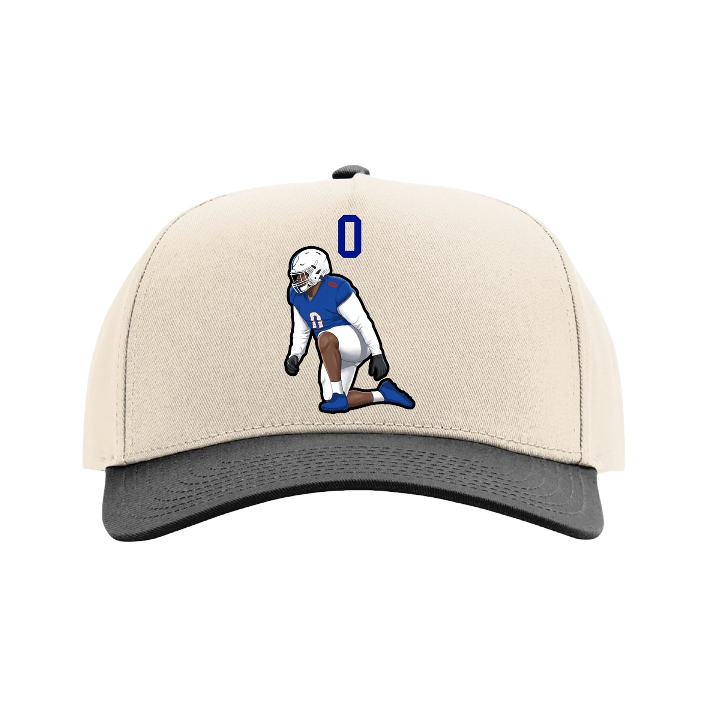 Full Fabric Five-Panel Champ Cap — Number Top in Cream/Black