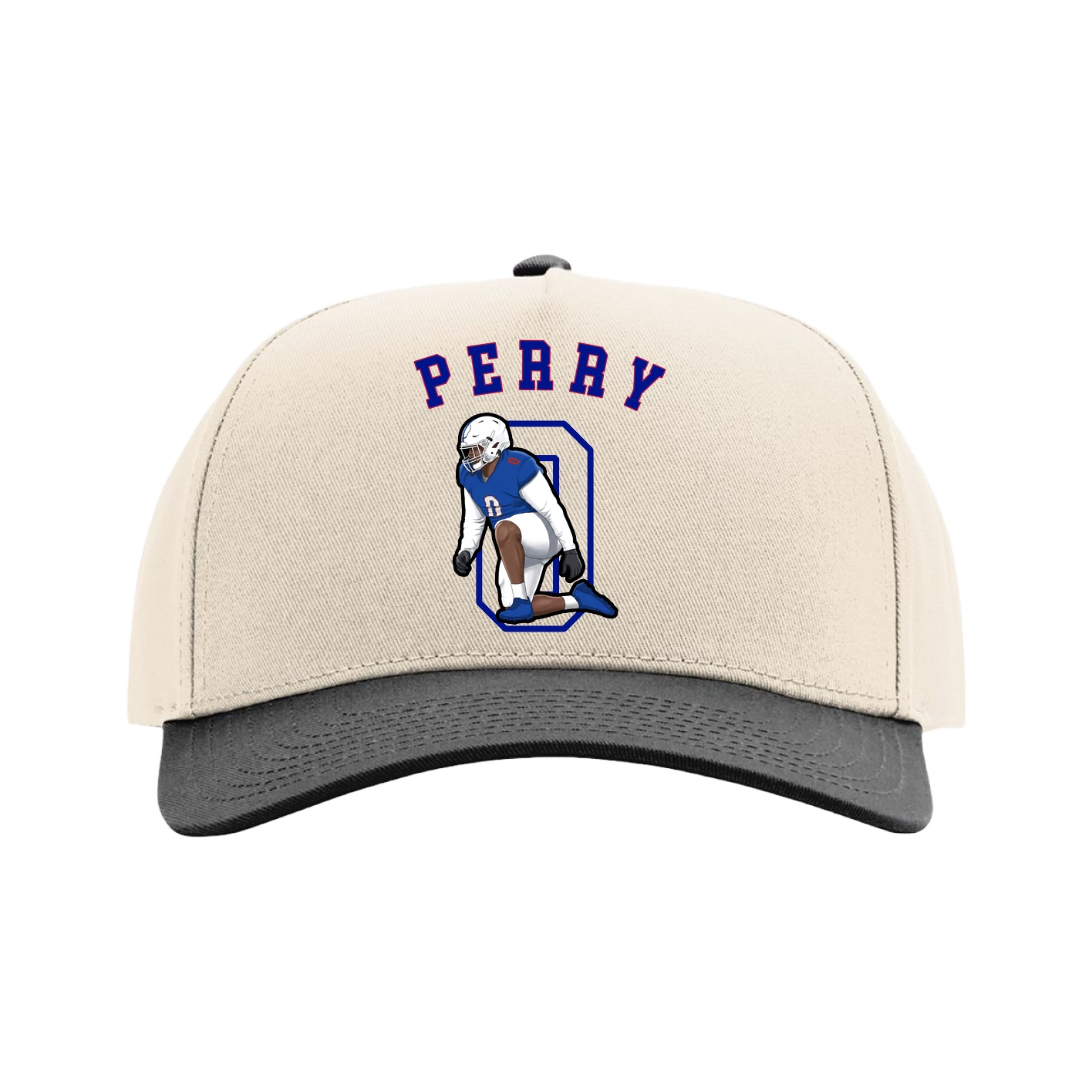 Full Fabric Five-Panel Champ Cap — Shirsey Arch in Cream/Black
