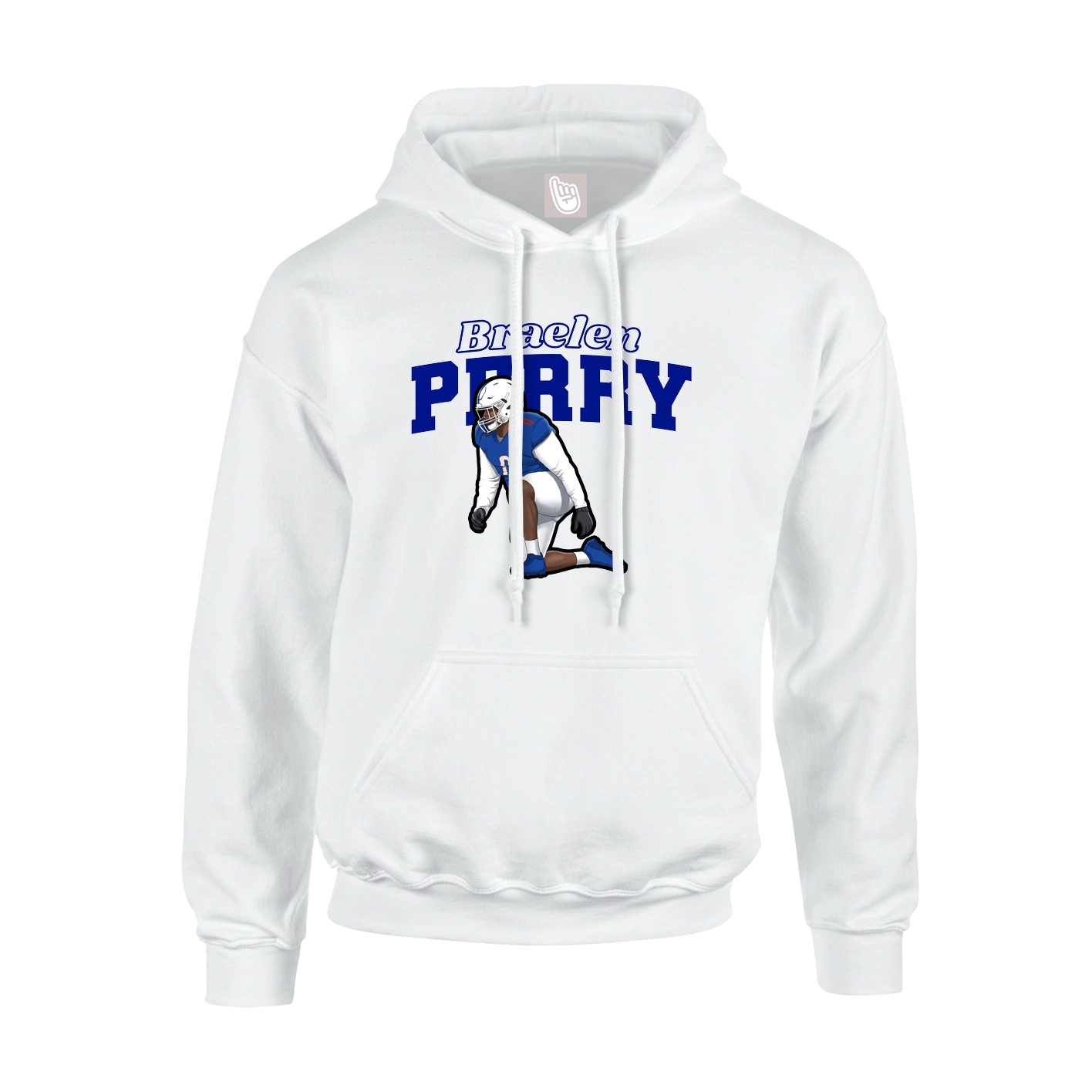 Youth Hoodie — Name Arch in White