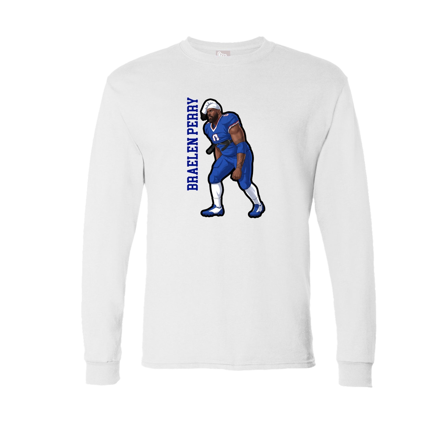Long Sleeve Tee — Name Vertical in White