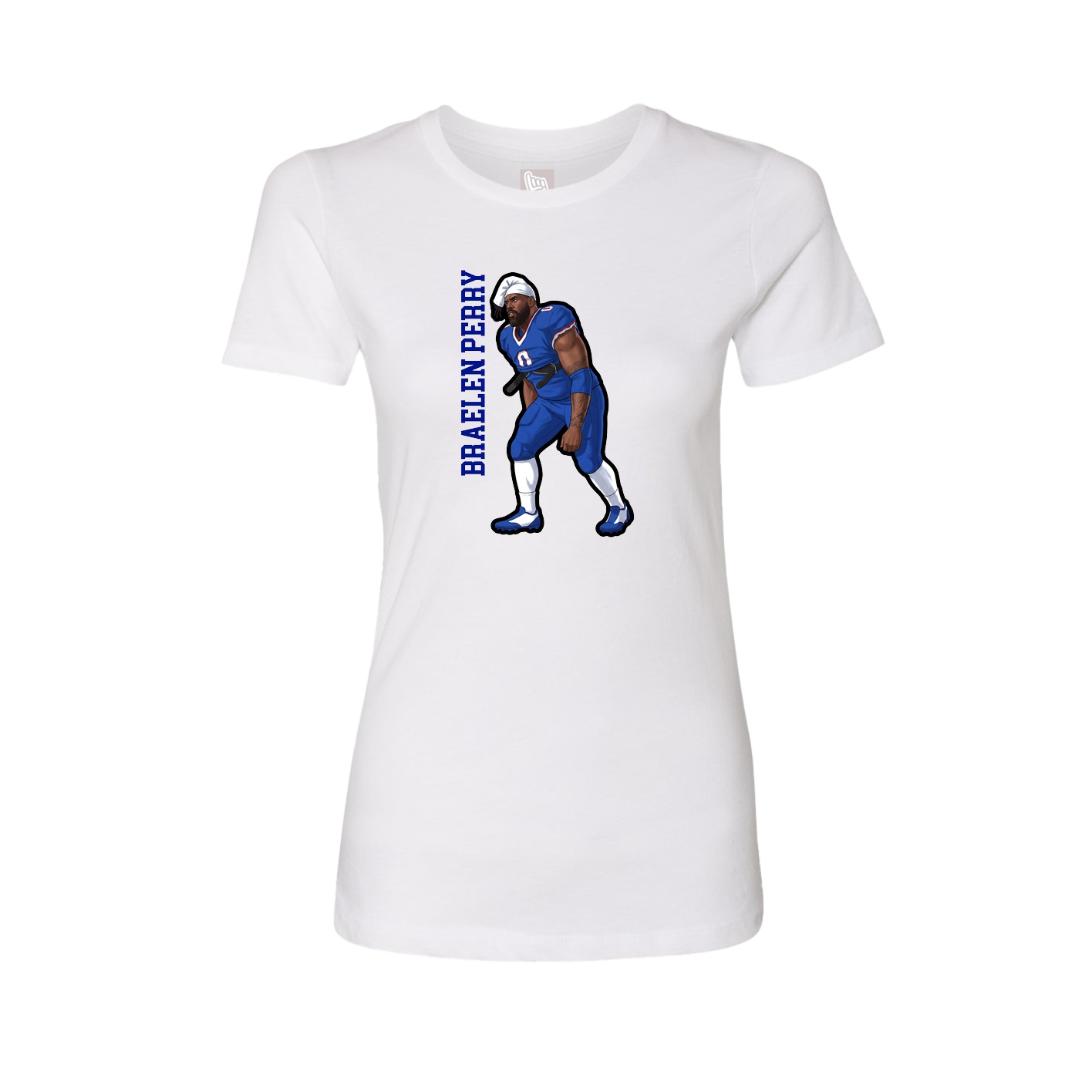 Womens Tee — Name Vertical in White
