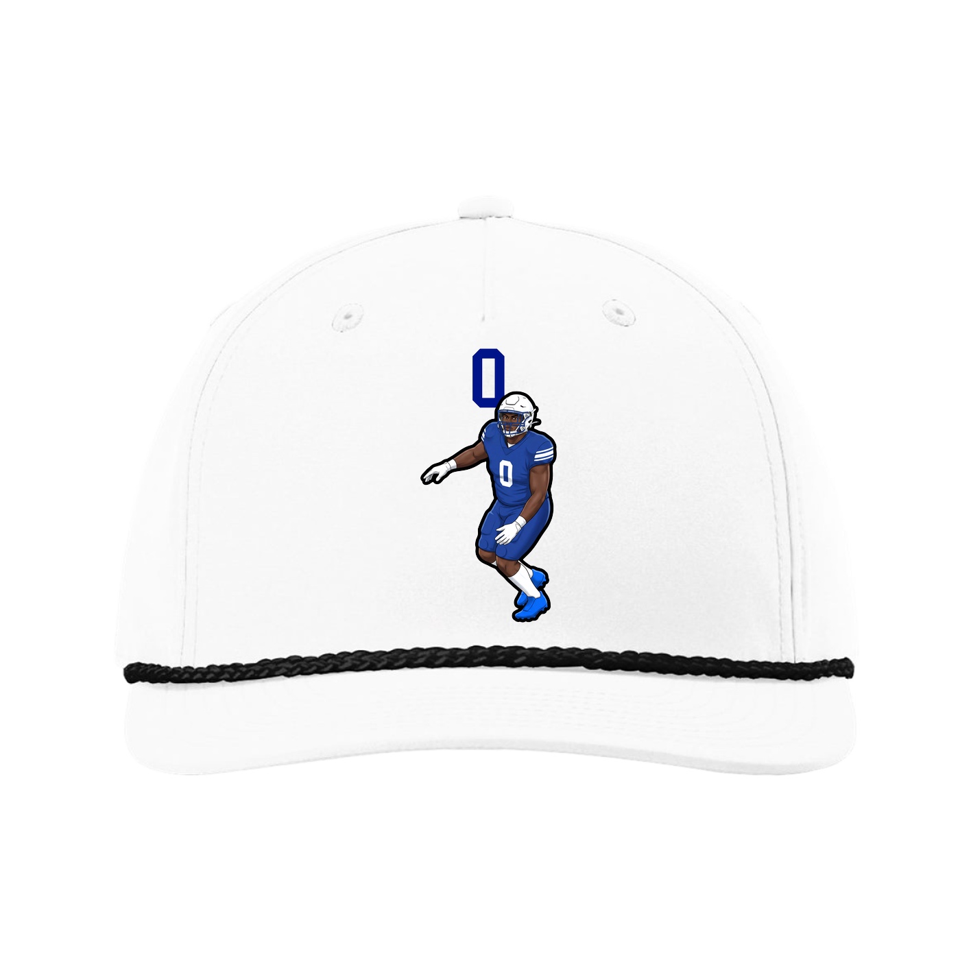 Five-Panel Classic Rope Cap — Number Top in White