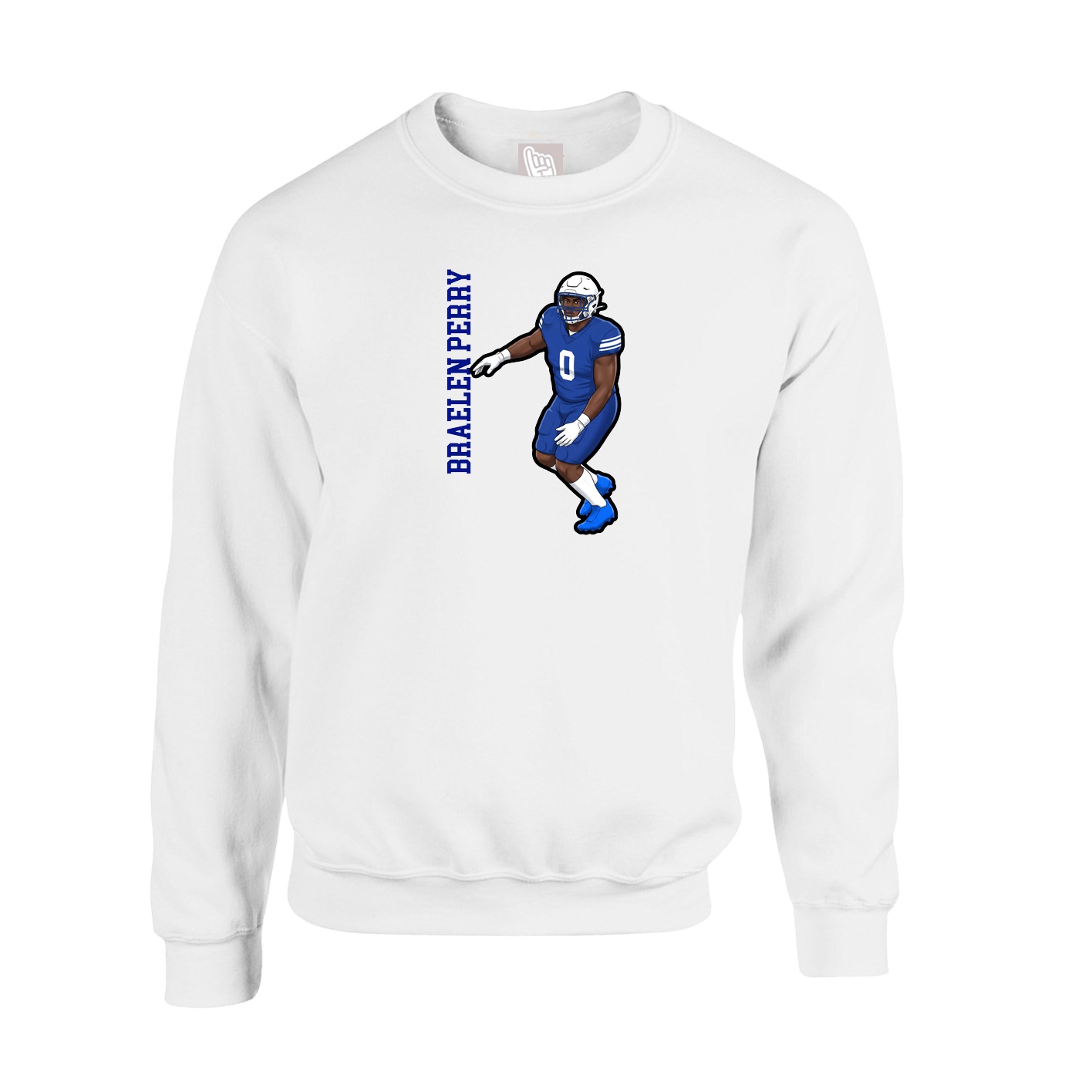 Fleece Crew — Name Vertical in White