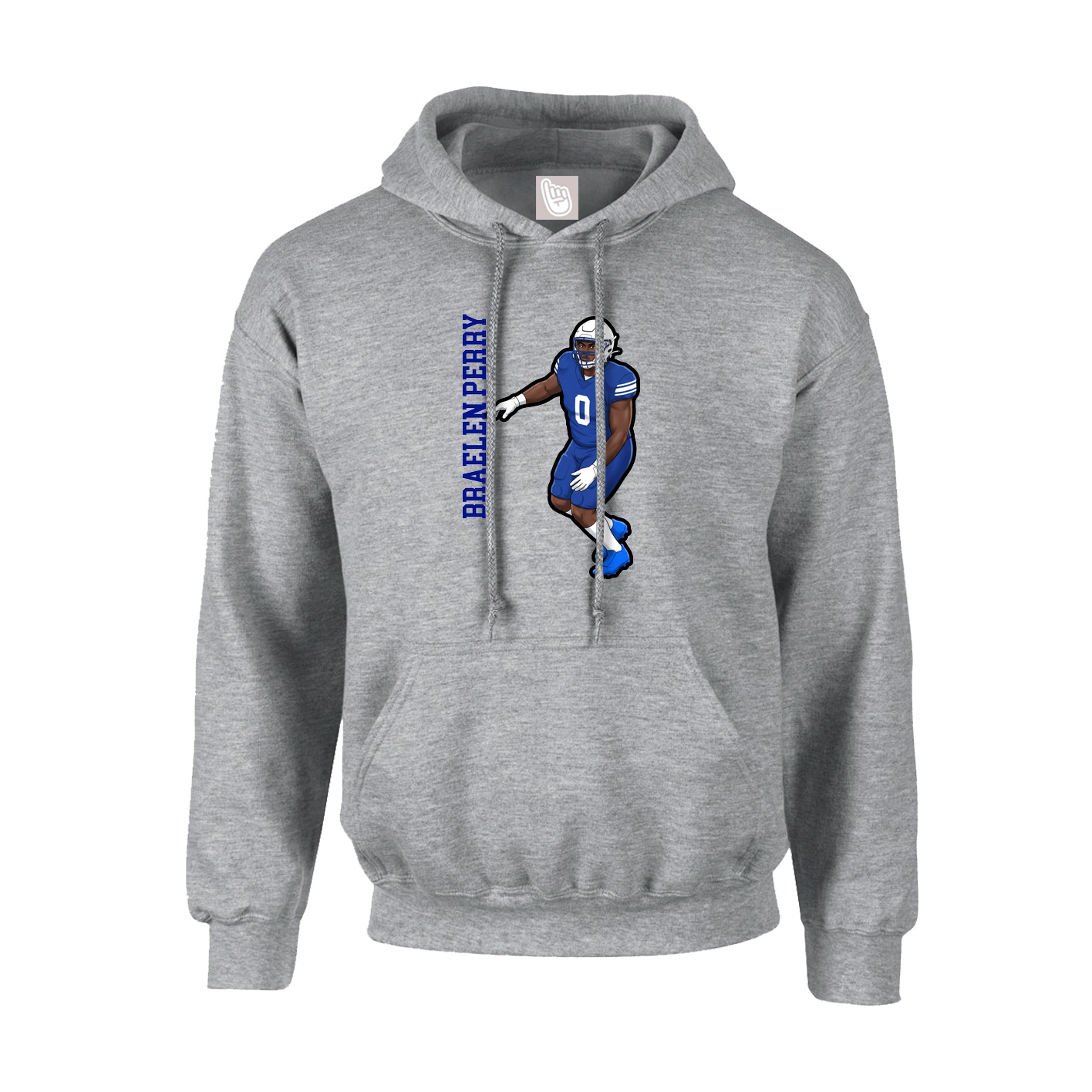 Youth Hoodie — Name Vertical in Grey