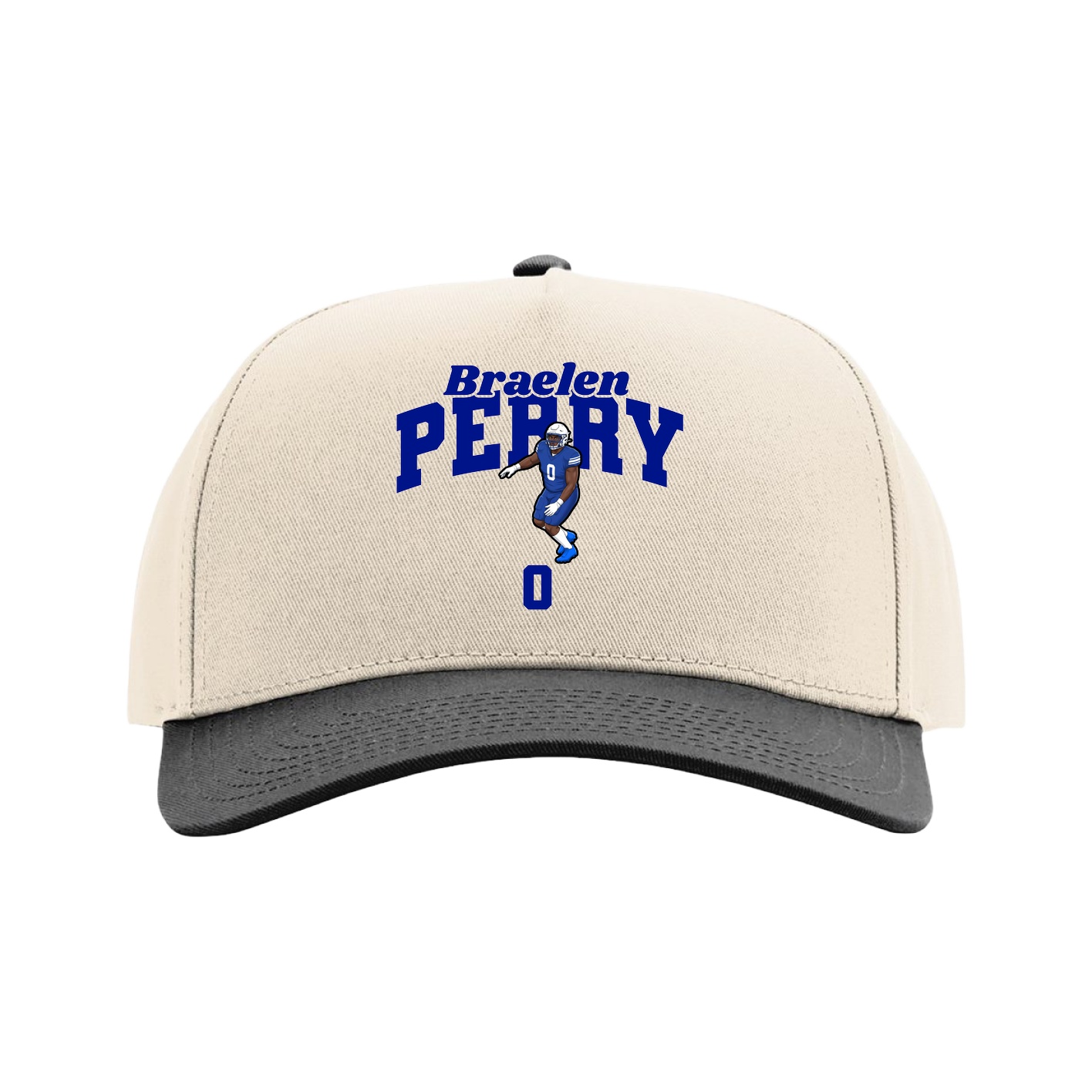 Full Fabric Five-Panel Champ Cap — Signature Arch in Cream/Black