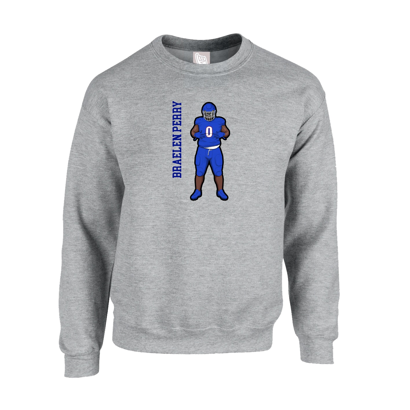 Fleece Crew — Name Vertical in Grey