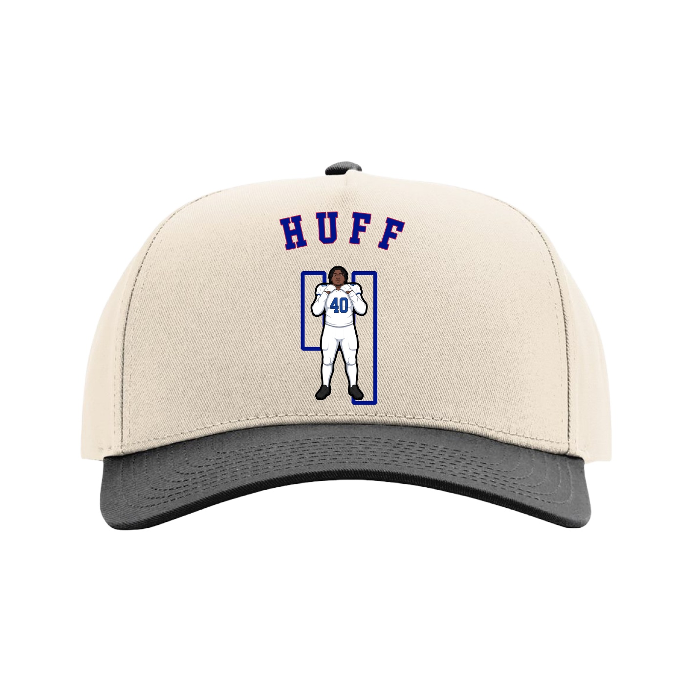 Full Fabric Five-Panel Champ Cap — Shirsey Arch in Cream/Black