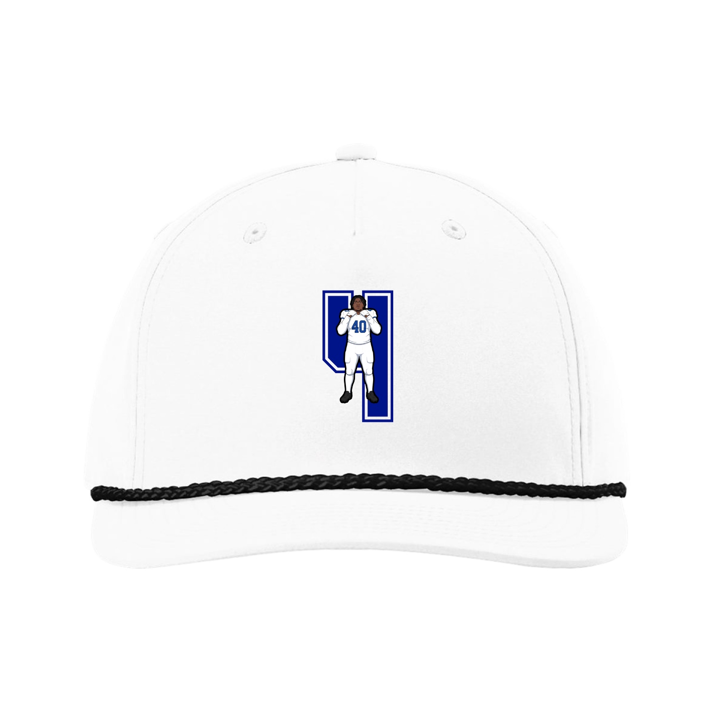 Five-Panel Classic Rope Cap — Number in White